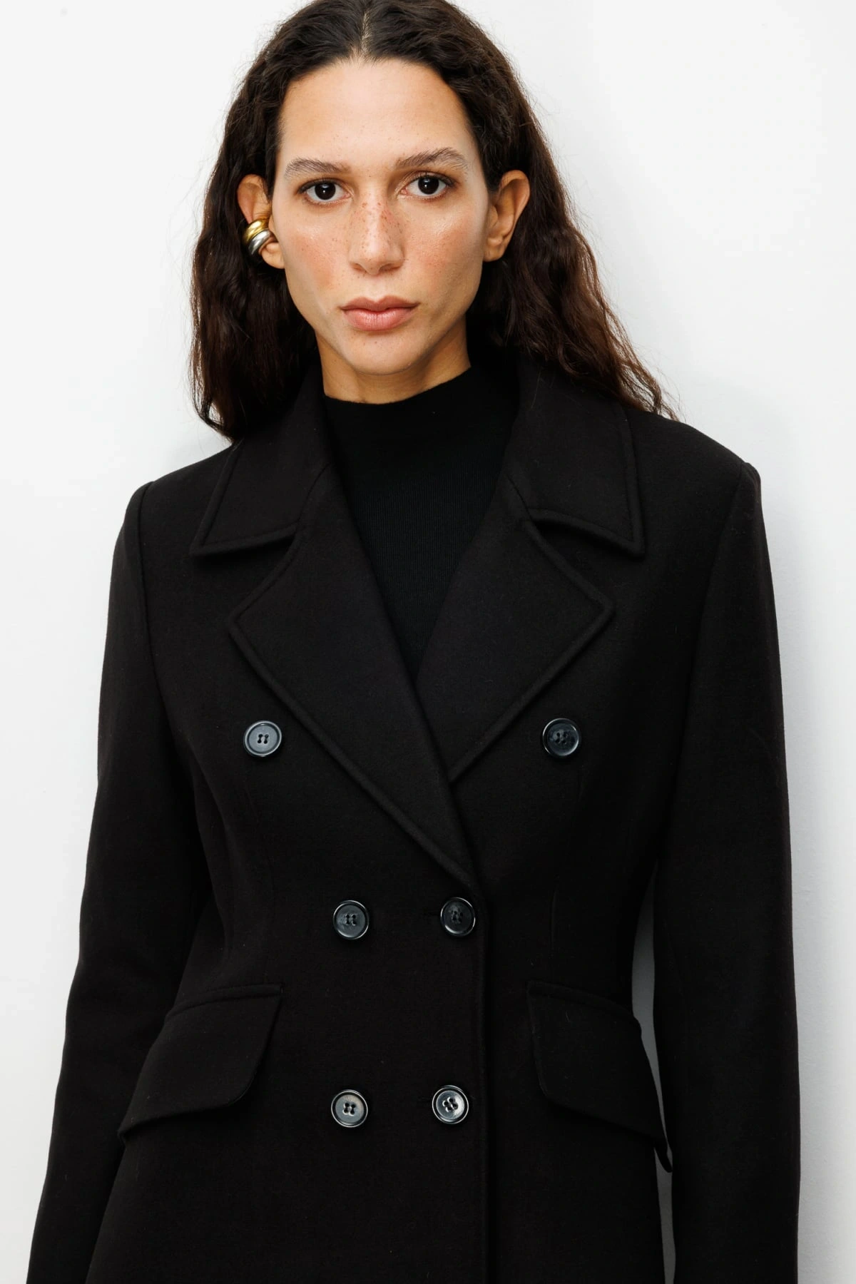 Ekol Uzun Kadın Siyah Manto 06073