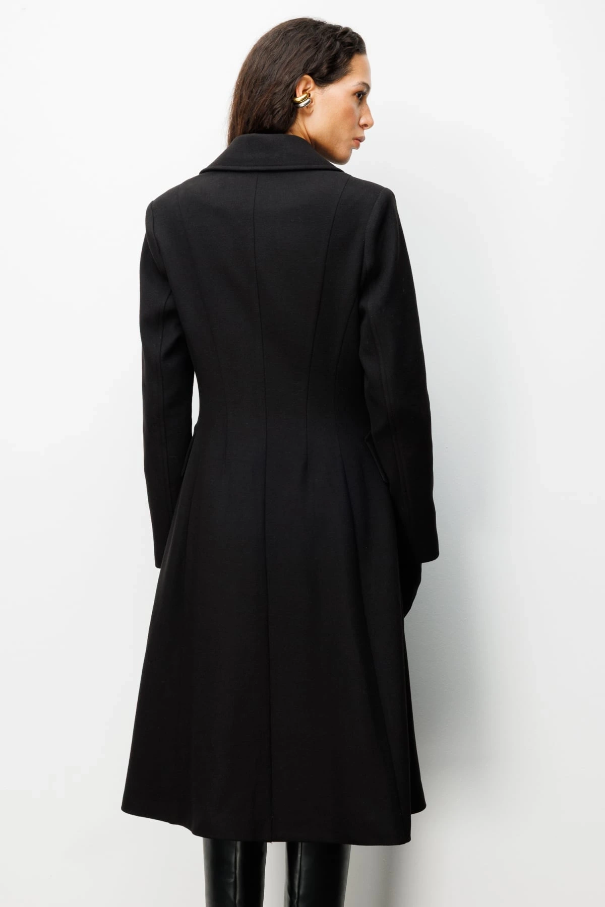 Ekol Uzun Kadın Siyah Manto 06073