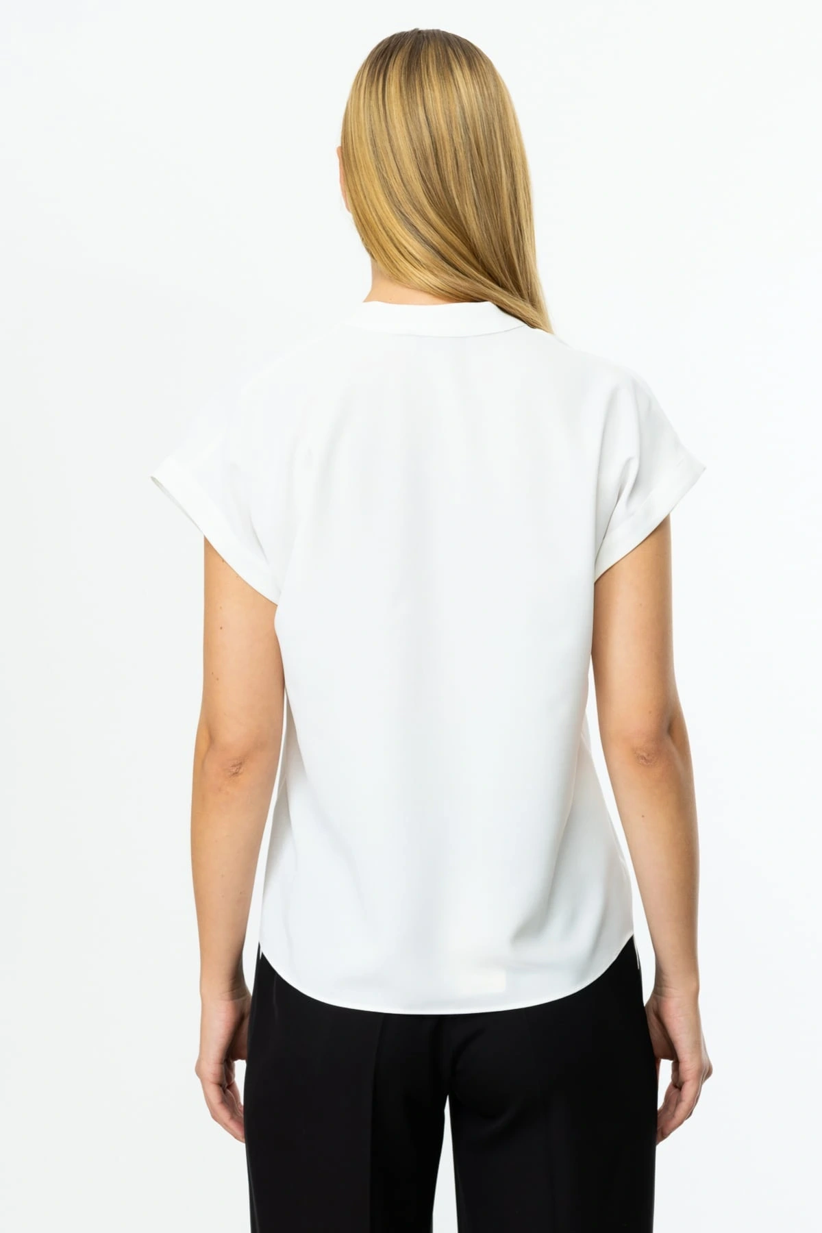 Ekol Kadın V Yaka Ekru Bluz 03044