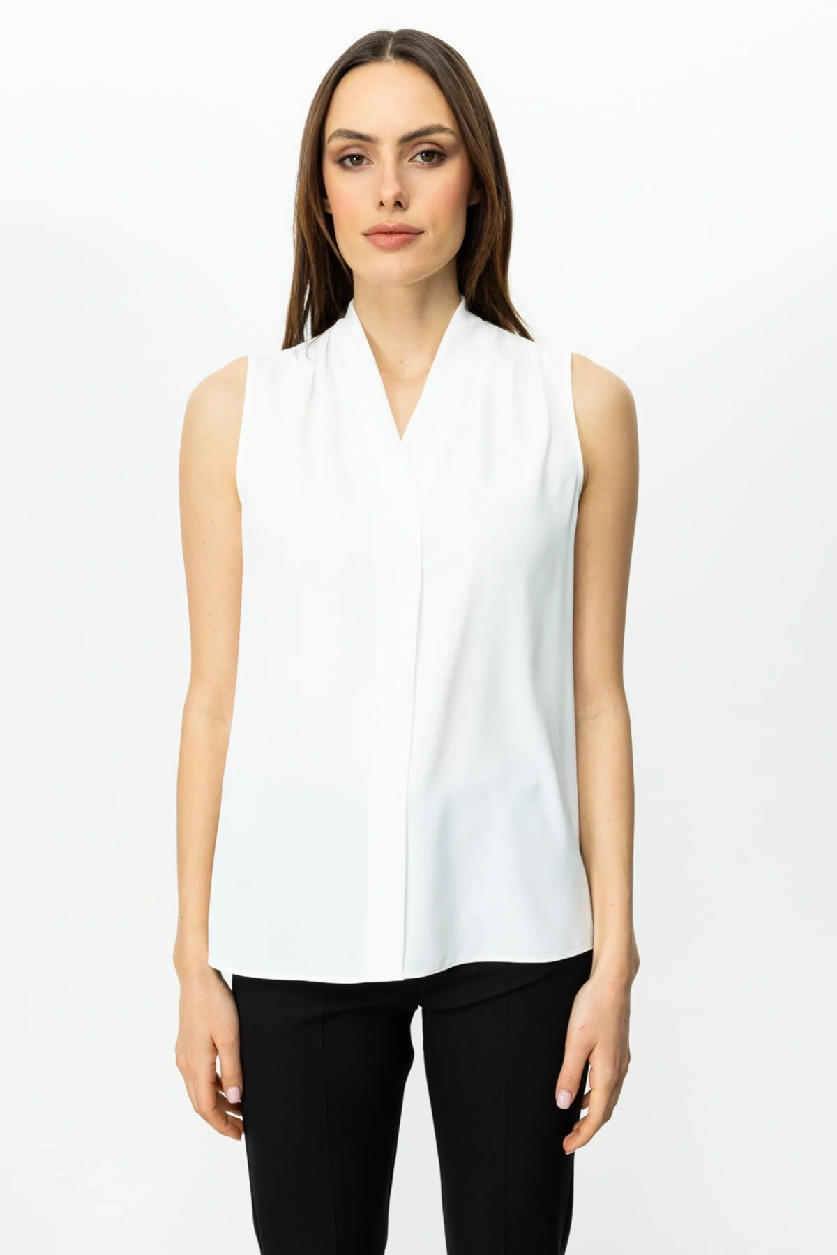 Ekol Kadın V Yaka Ekru Bluz 03062