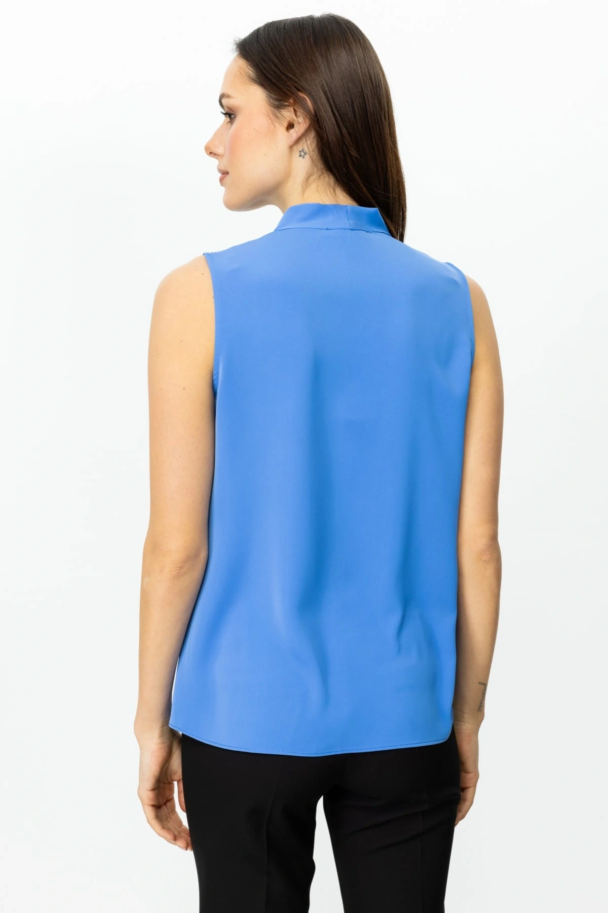 Ekol Kadın V Yaka Mavi Bluz 03062