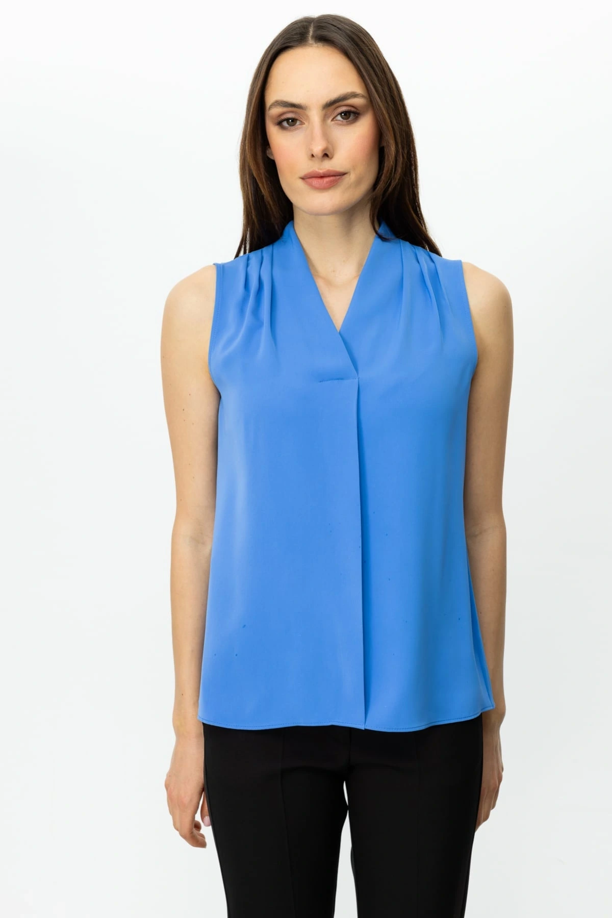 Ekol Kadın V Yaka Mavi Bluz 03062