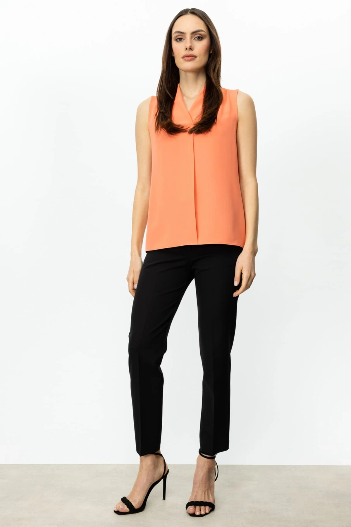 Ekol Kadın V Yaka Oranj Bluz 03062