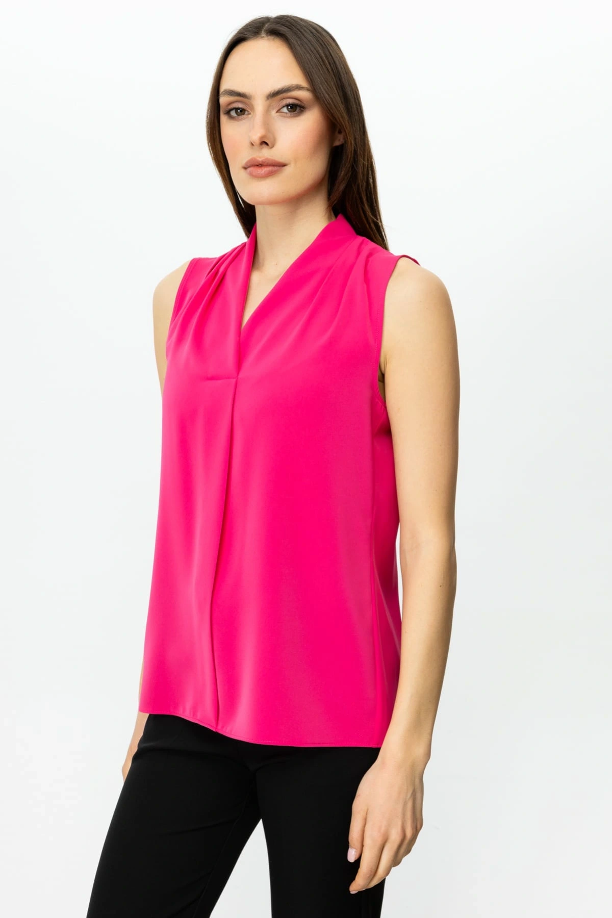 Ekol Kadın V Yaka Pembe Bluz 03062