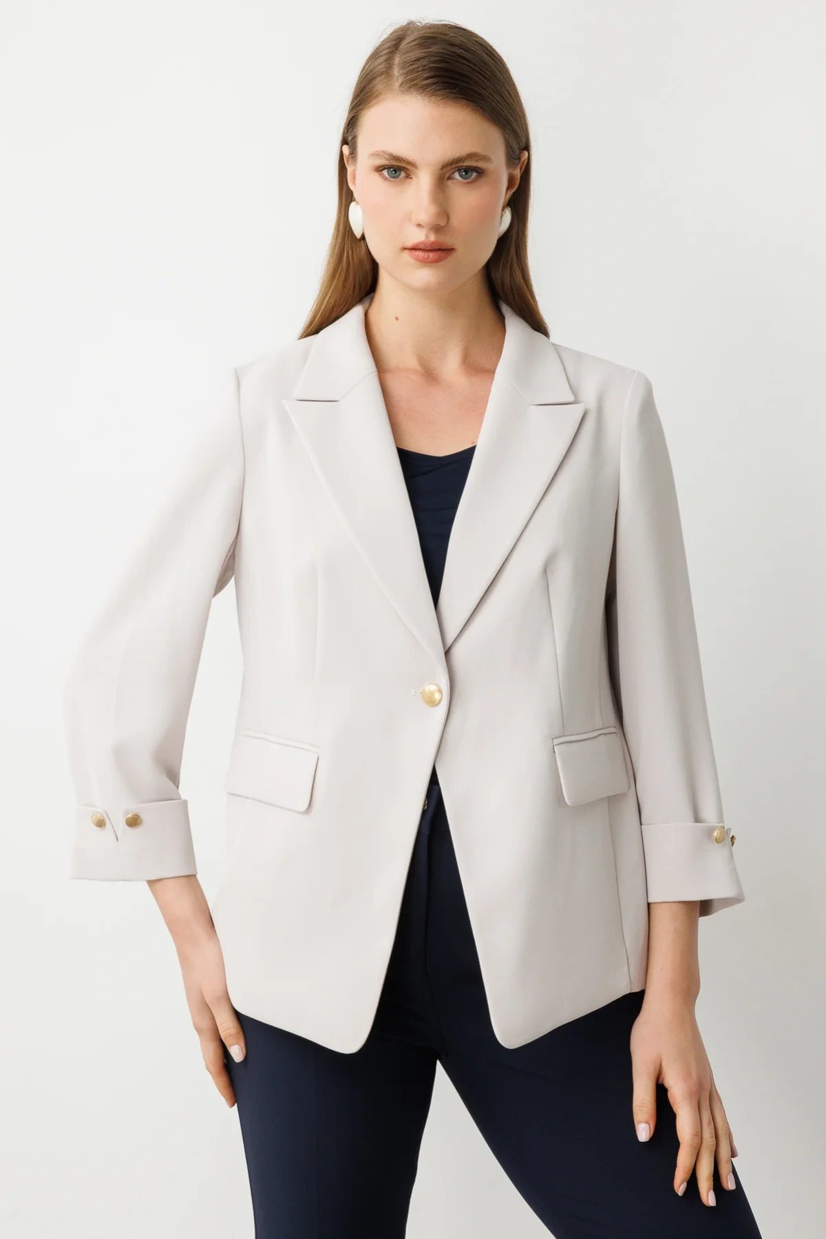 Ekol Kapak Cep Detaylı Tek Düğmeli Ceket 04508