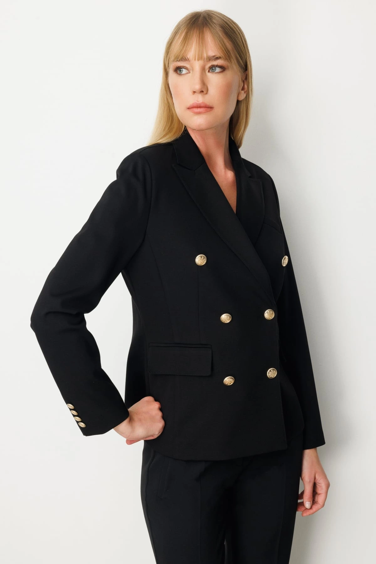 Ekol Kapak Cepli Siyah Kadın Ceket 05153