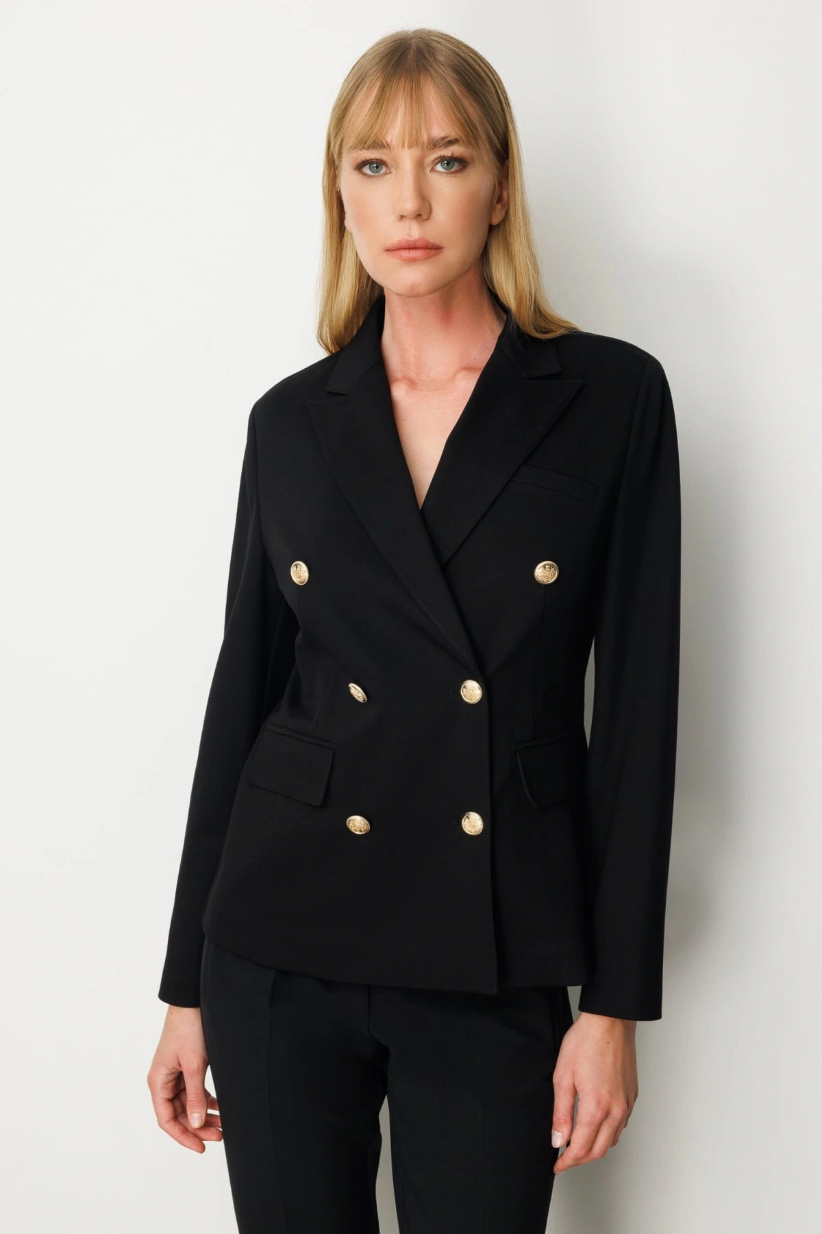 Ekol Kapak Cepli Siyah Kadın Ceket 05153