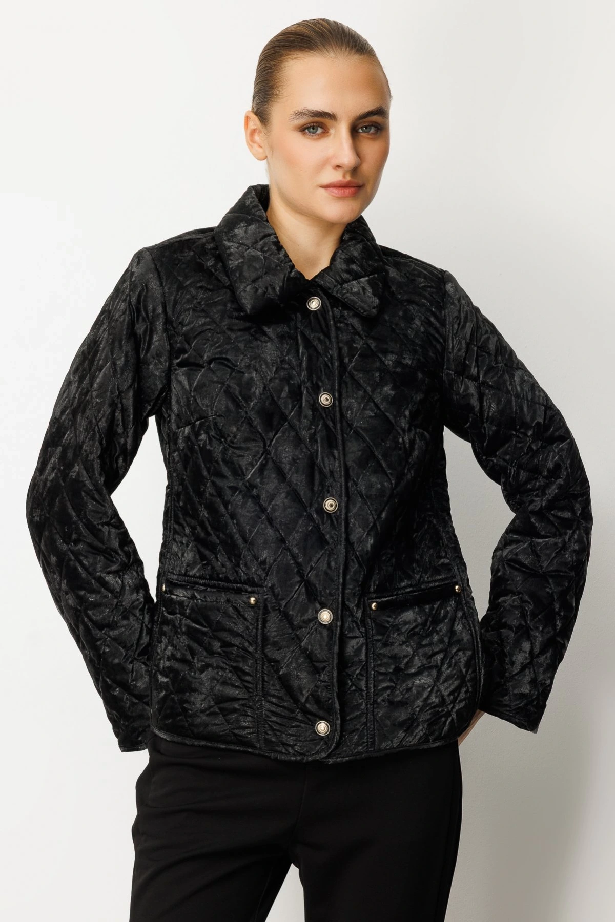 Ekol Siyah İçi Polarlı Kadın Kapitone Mont 06603