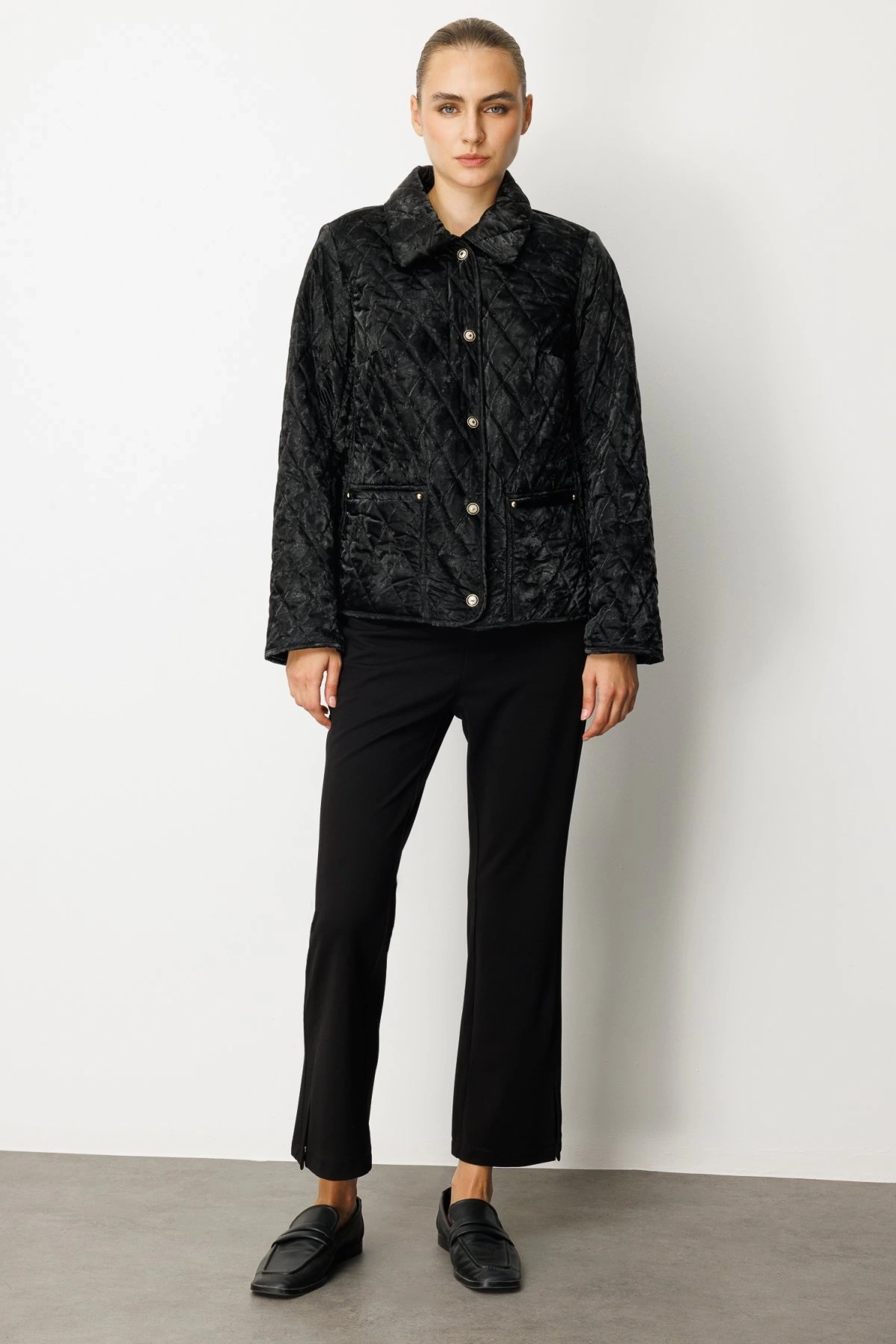 Ekol Siyah İçi Polarlı Kadın Kapitone Mont 06603