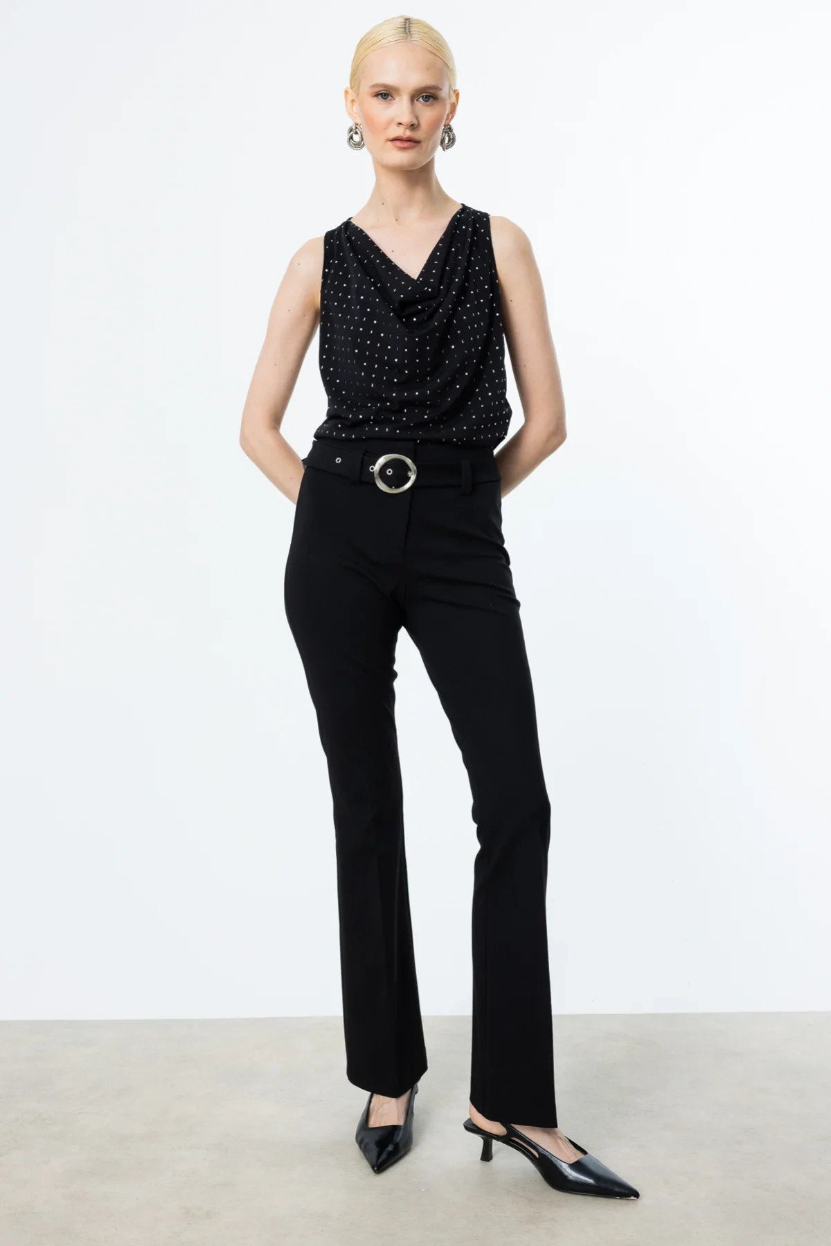 Ekol Kemerli İspanyol Paça Pantolon 02080