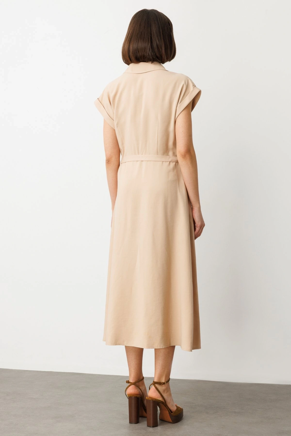 Ekol Kemerli Kısa Kol Elbise 05080