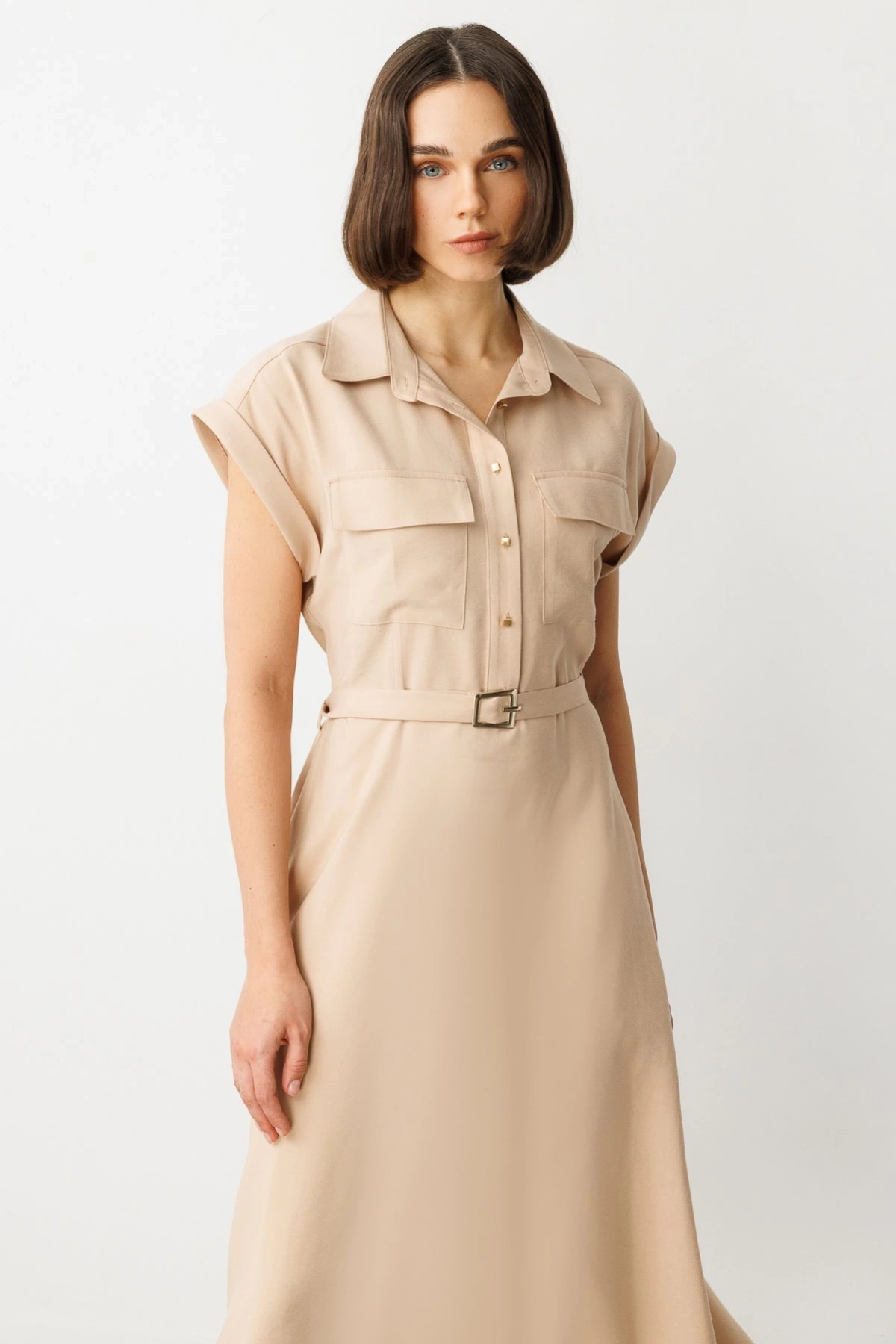 Ekol Kemerli Kısa Kol Elbise 05080