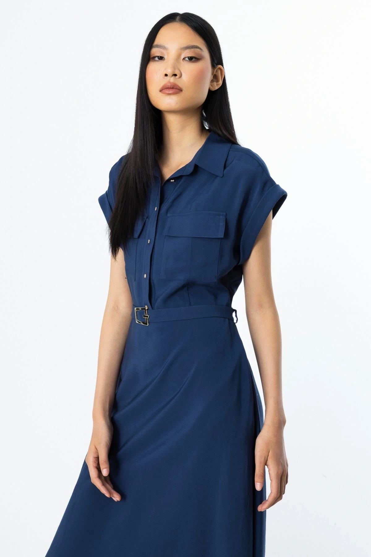 Ekol Kemerli Kısa Kol Elbise 05080