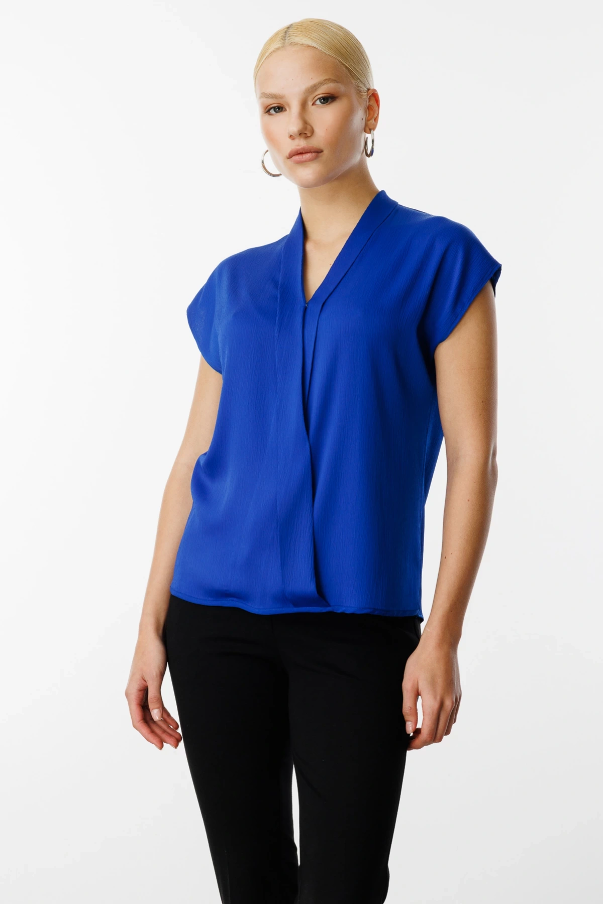 Ekol Kendinden Kırışık Desenli Kolsuz Bluz 03046