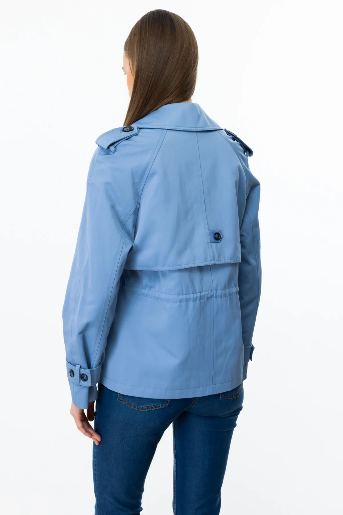 Ekol Kısa Boy Kadın Mavi Trençkot 07006