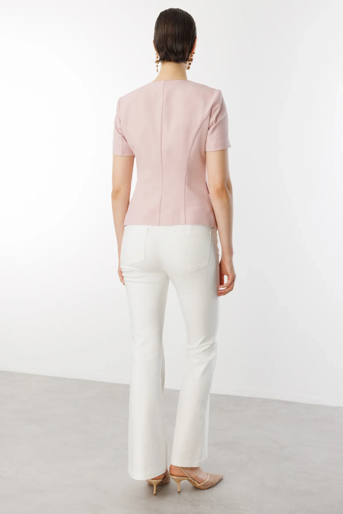 Ekol Kısa Kol Tek Düğme Kadın Pembe Ceket 04126