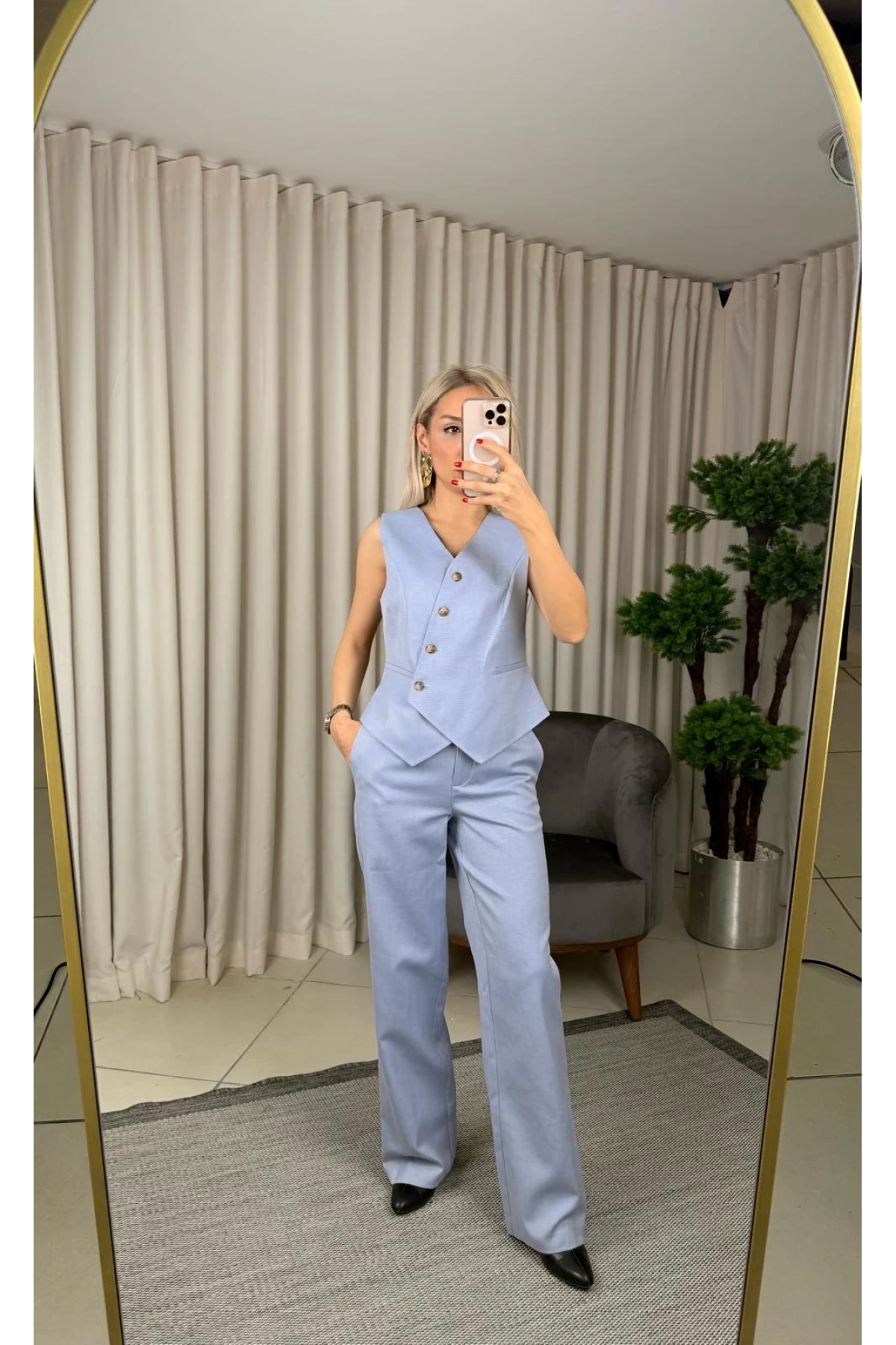 Ekol Kruvaze Yaka Kadın Mavi Yelek 04078