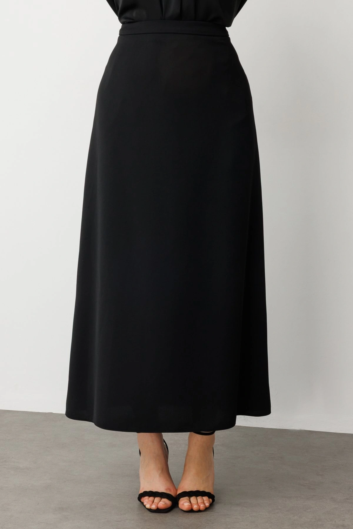 Ekol Büyük Beden Kumaş Siyah Kadın Etek 01084