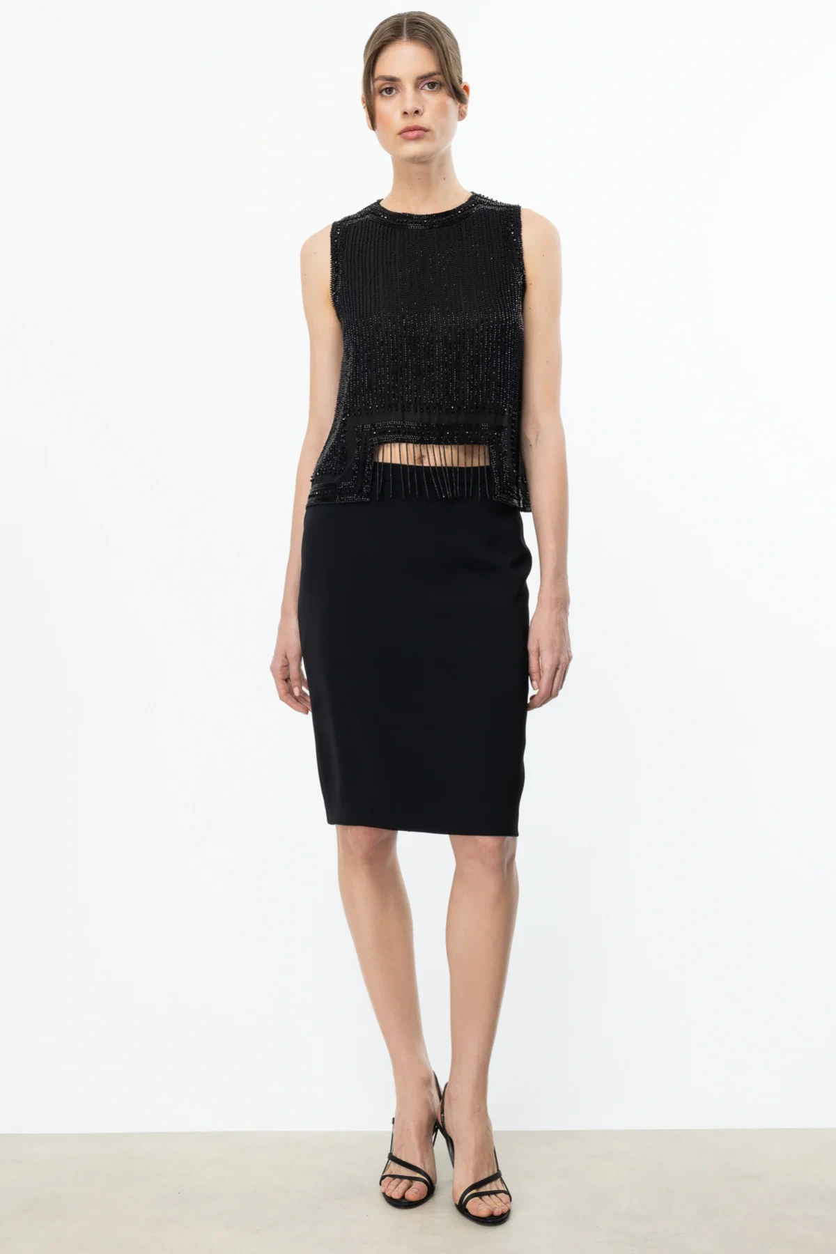 Ekol Siyah Kadın Kumaş Etek 04206