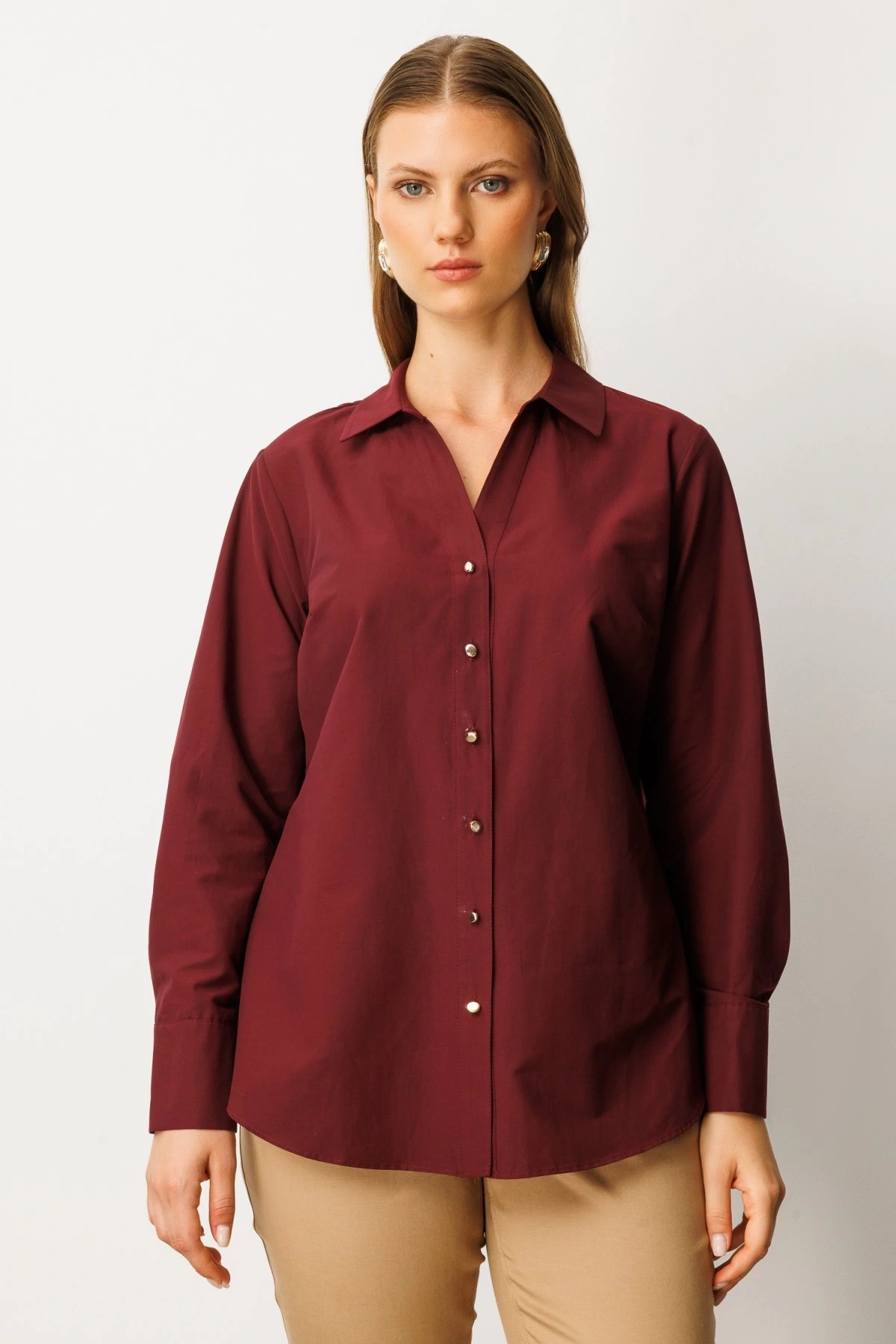 Ekol Önü Düğmeli Polo Yaka Gömlek 03549