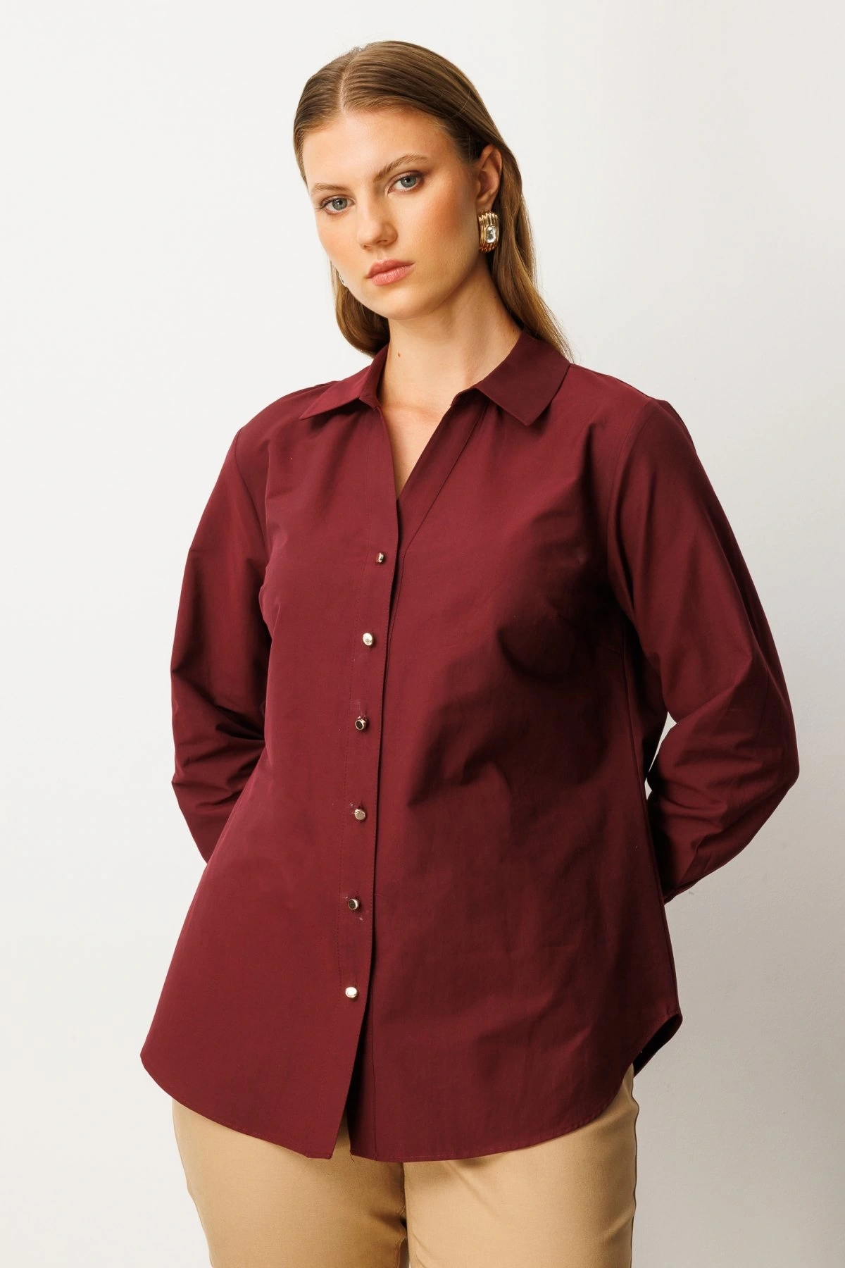 Ekol Önü Düğmeli Polo Yaka Gömlek 03549