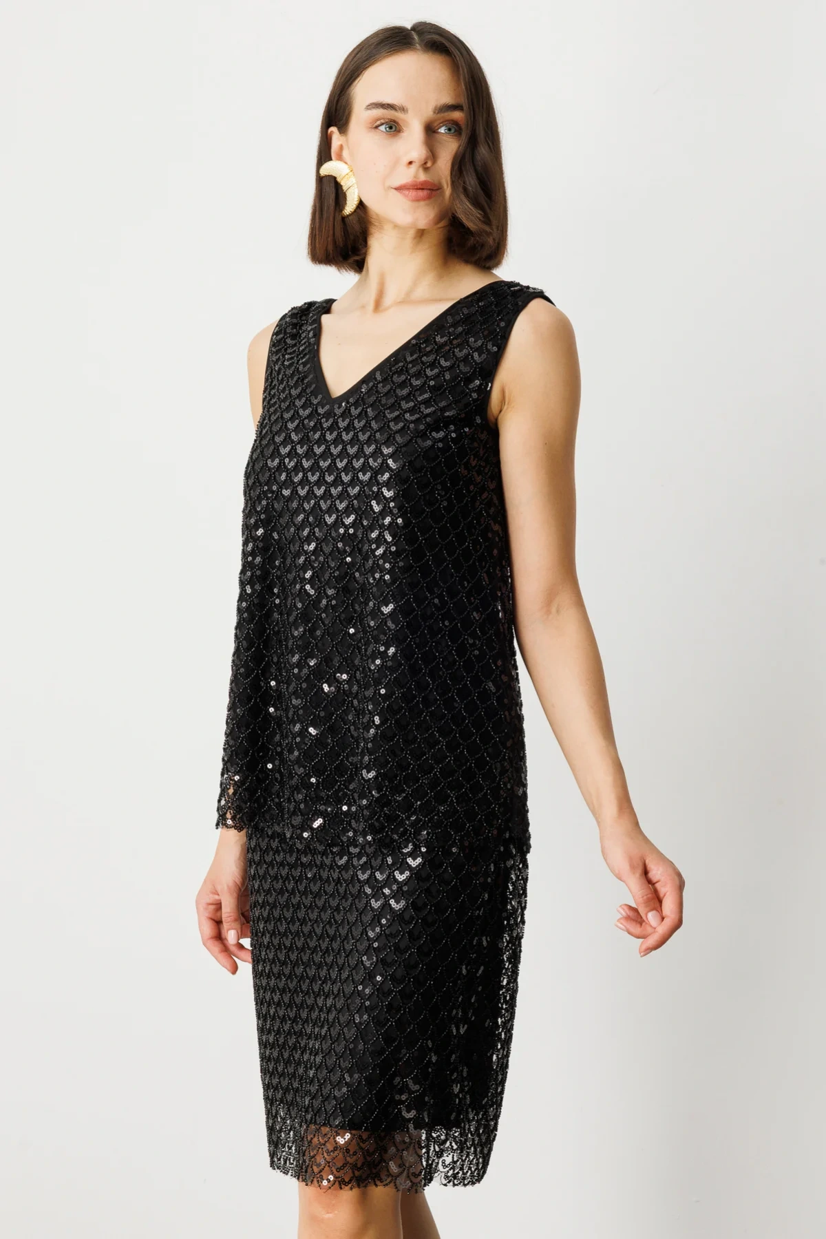 Ekol Payetli V Bluz 03328