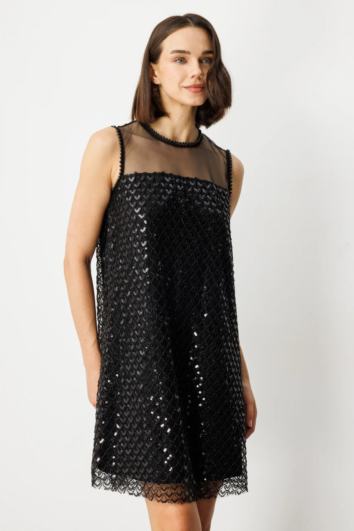 Ekol Pul Payetli Midi Boy Siyah Kadın Elbise 05206