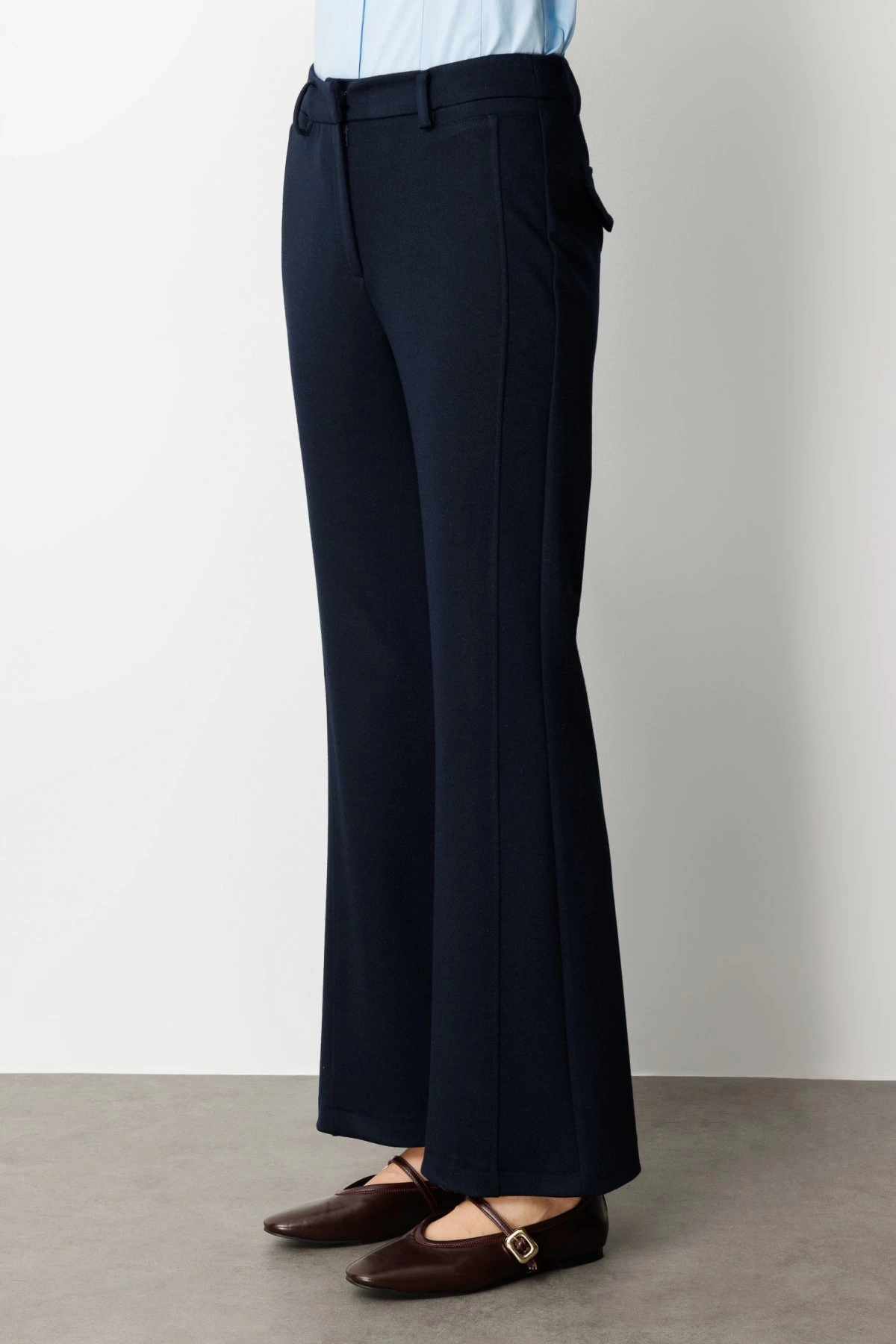 Ekol Simli Kumaş Bol Paça Pantolon 01045