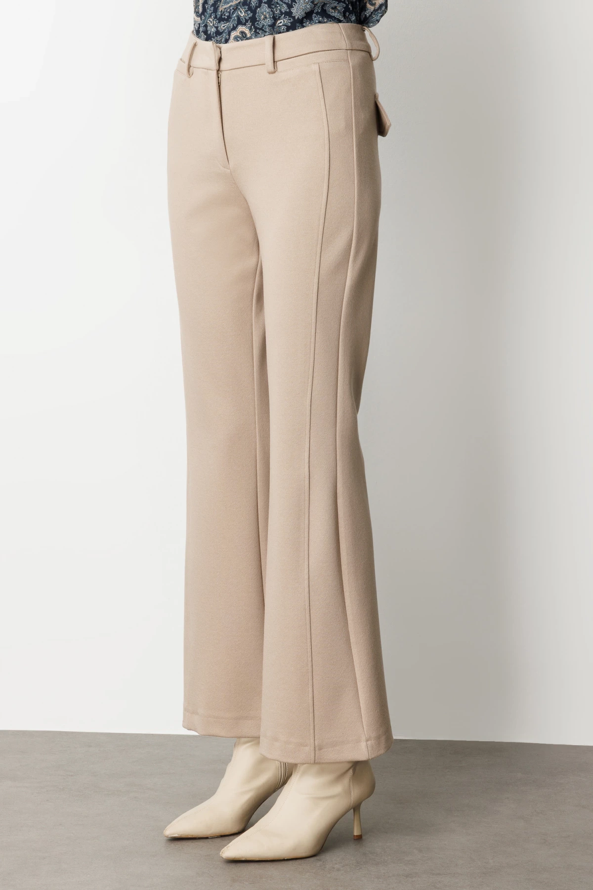 Ekol Simli Kumaş Bol Paça Vizon Kadın Pantolon 01045