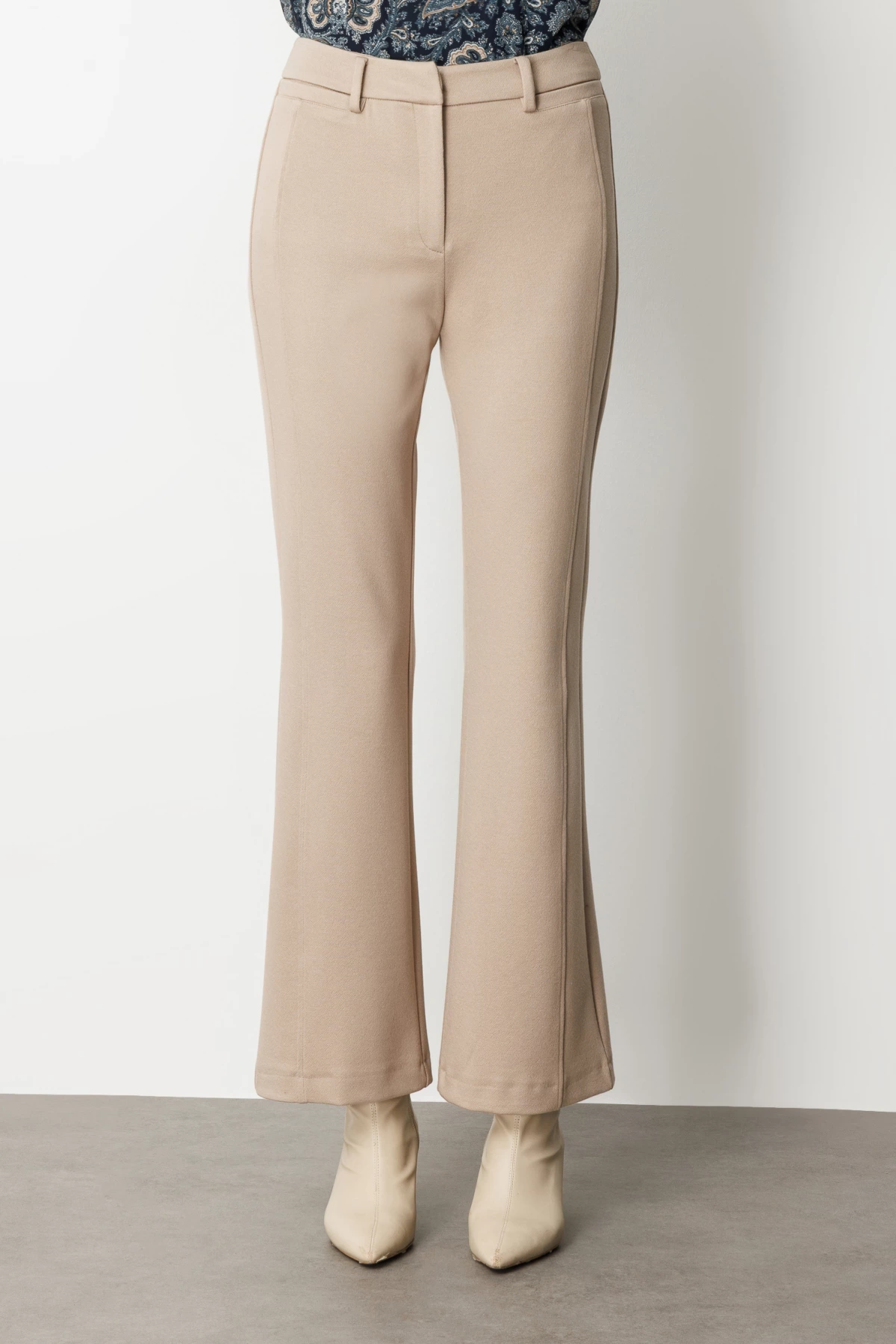 Ekol Simli Kumaş Bol Paça Vizon Kadın Pantolon 01045