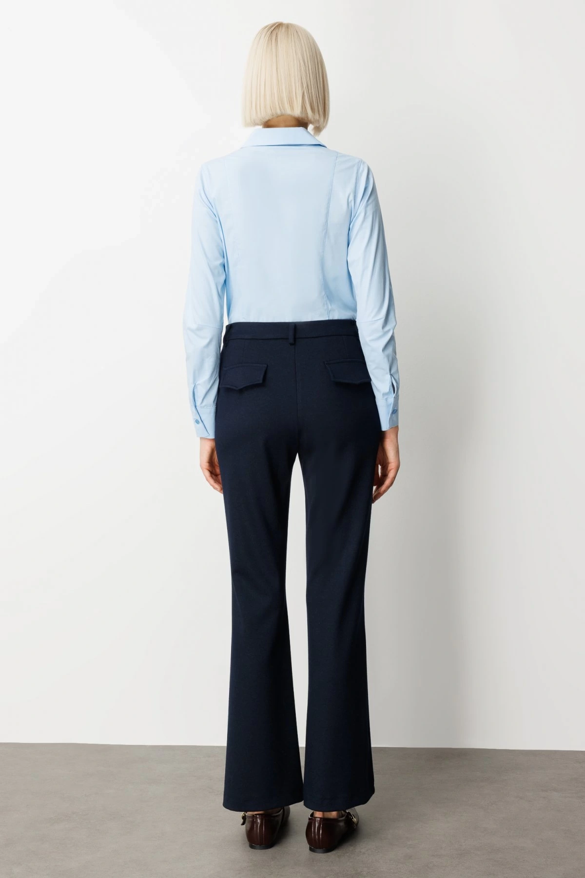 Ekol Simli Kumaş Bol Paça Pantolon 01045