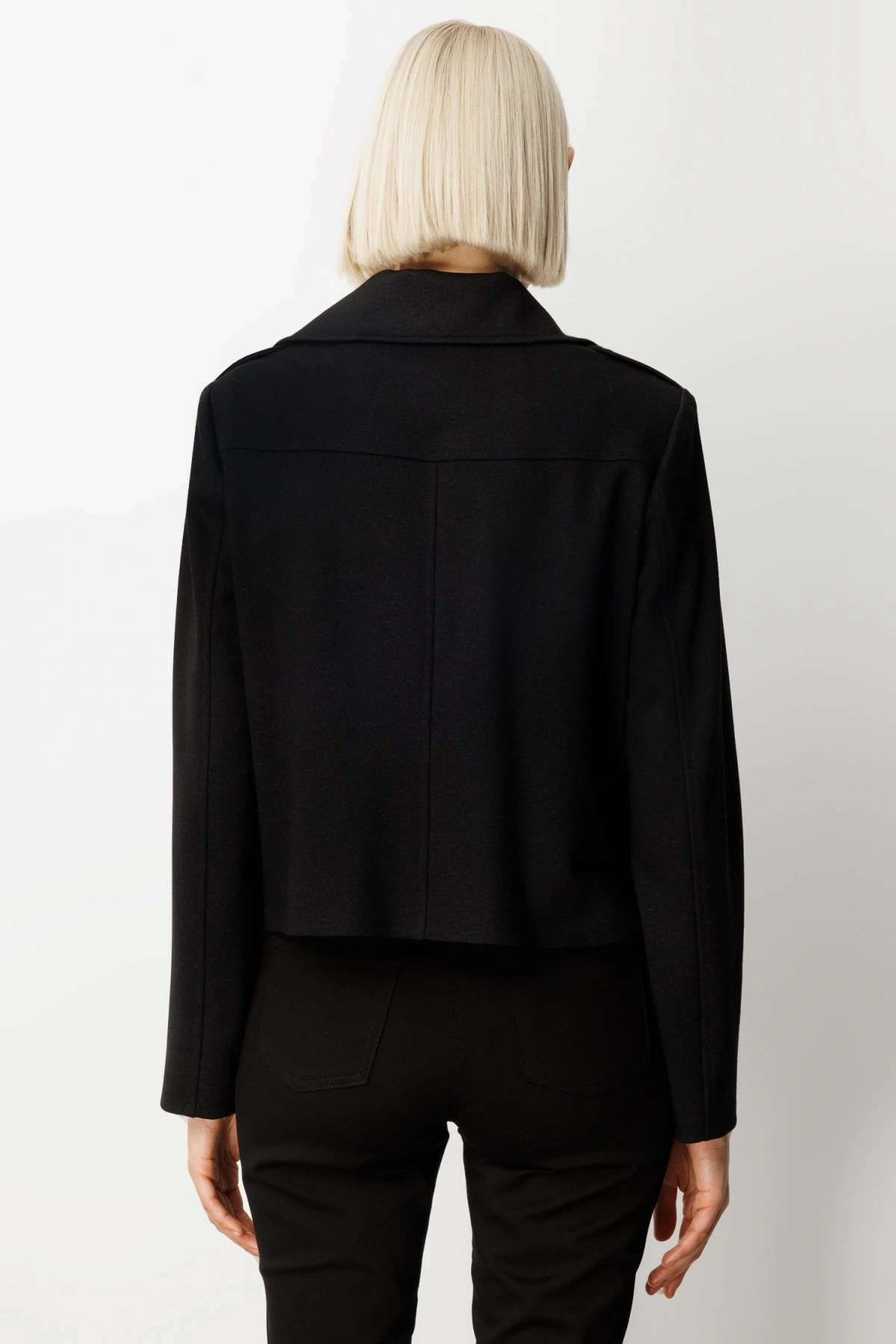 Ekol Simli Kumaş Süs Kapak Cepli Siyah Kadın Mont 08013