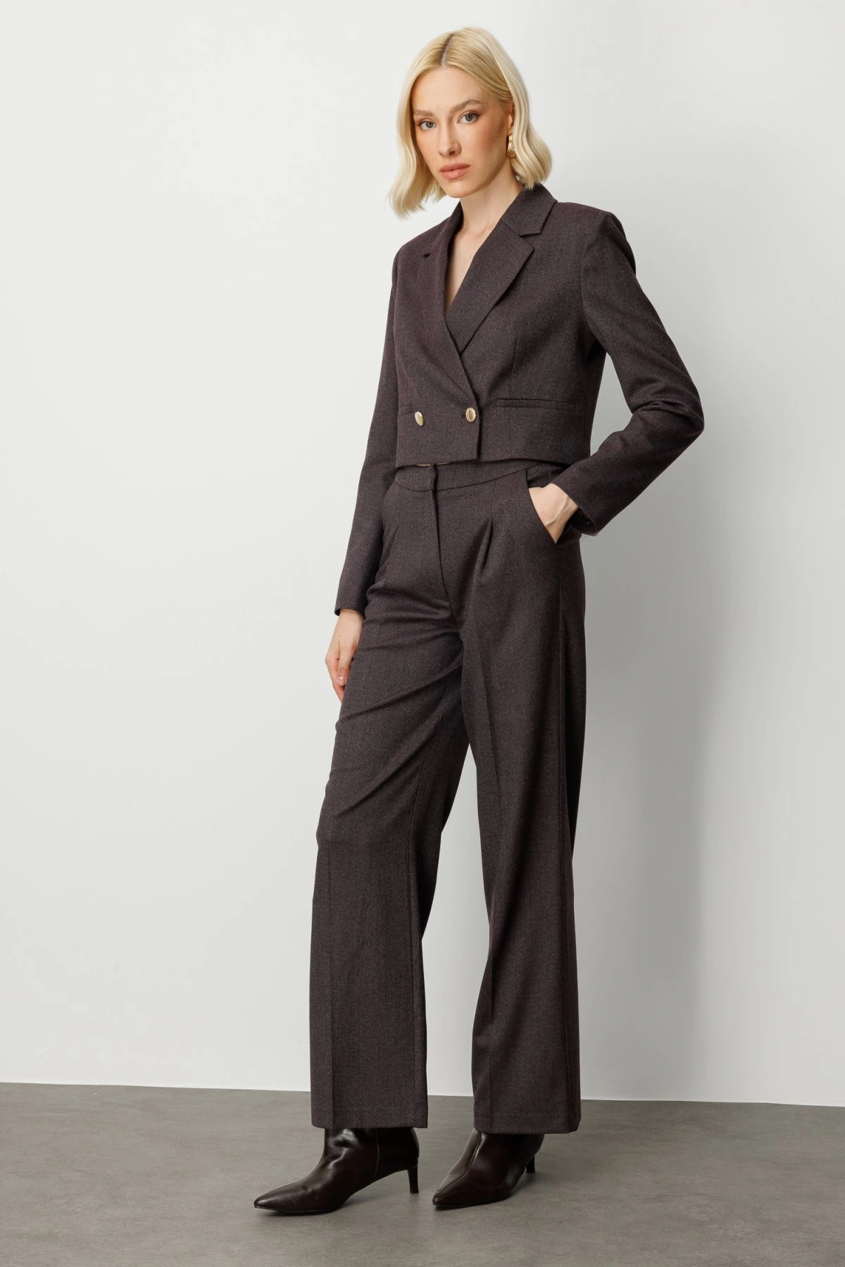 Ekol Simli Kumaş Wide Leg Pantalon 05171