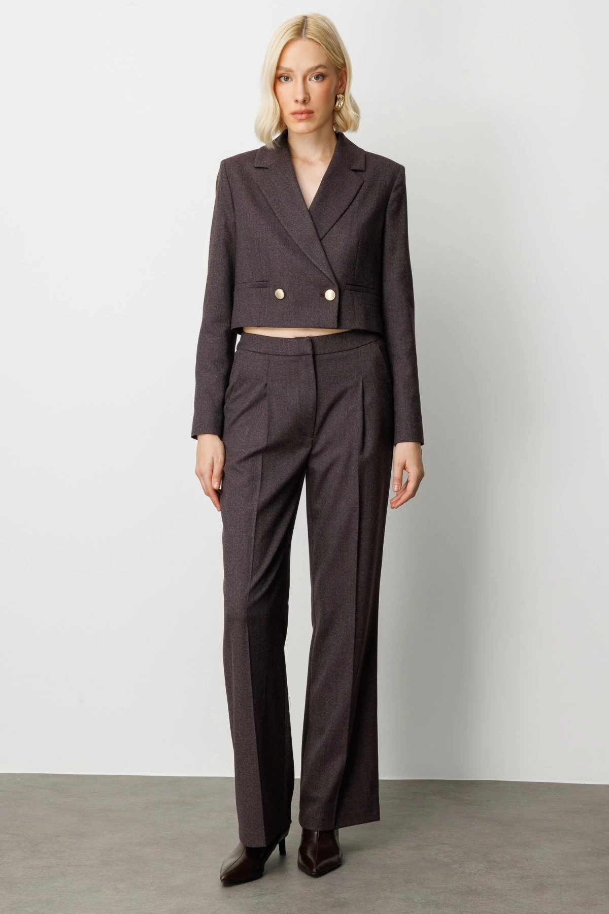 Ekol Simli Kumaş Wide Leg Pantalon 05171