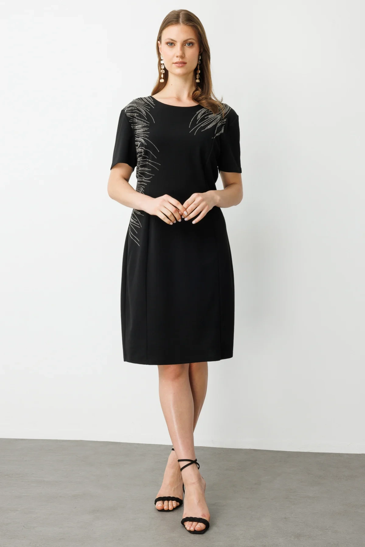 Ekol Taşlı Kısa Kol Elbise 05960