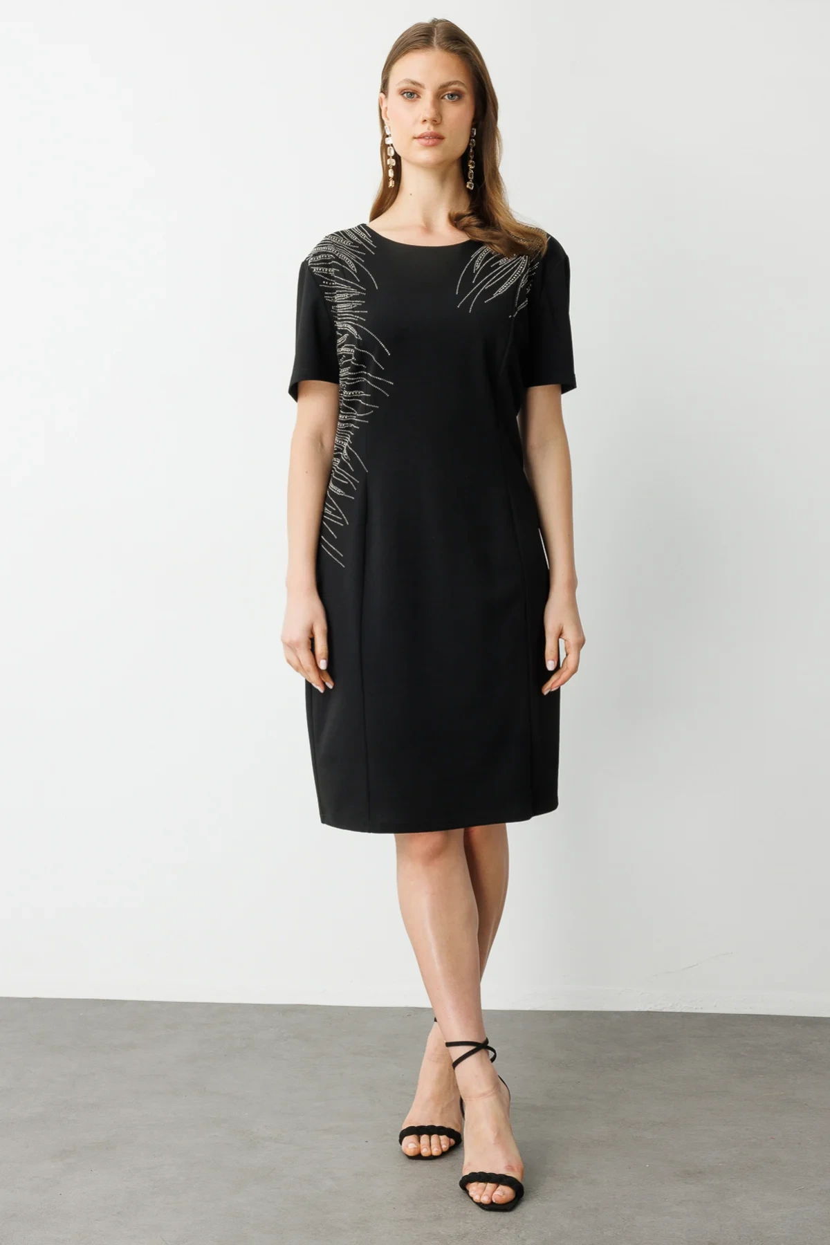 Ekol Taşlı Kısa Kol Elbise 05960