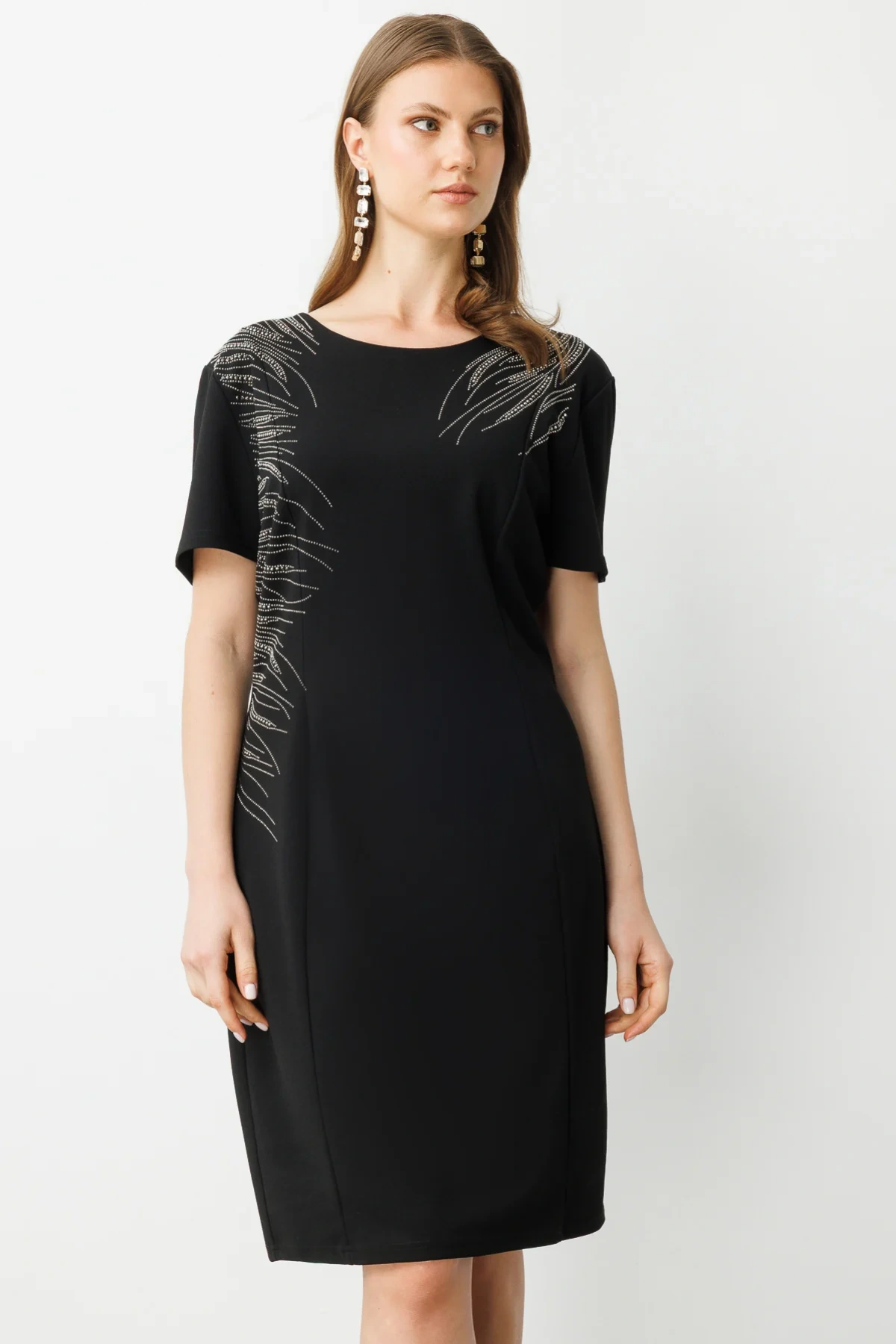 Ekol Taşlı Kısa Kol Elbise 05960