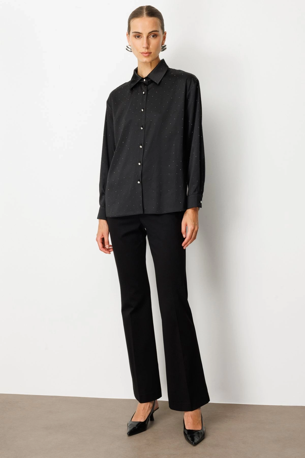 Ekol Taşlı Saten Gömlek 03003