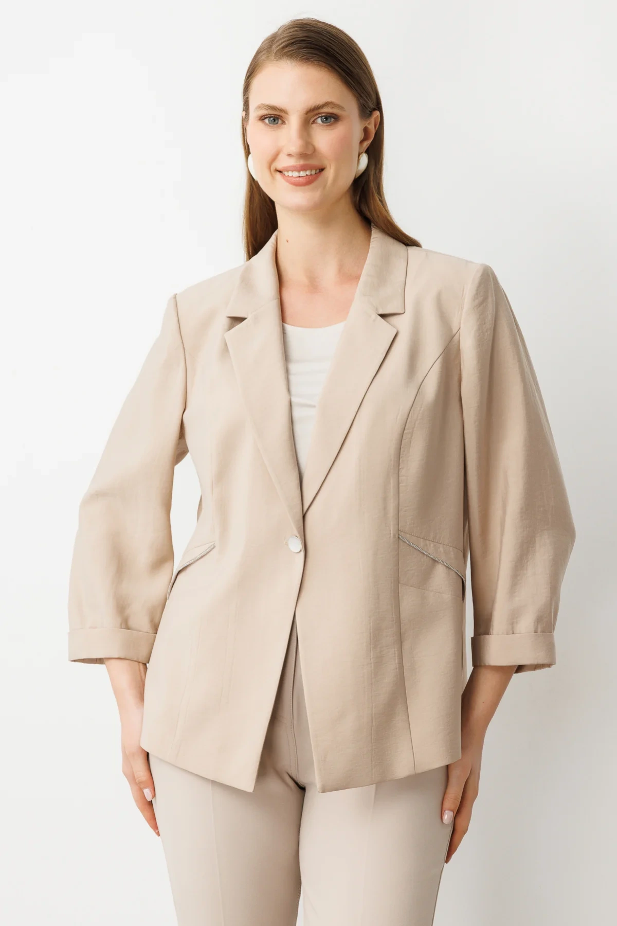 Ekol Tek Düğme Cep İnce Taş Detay Gömlek 04544