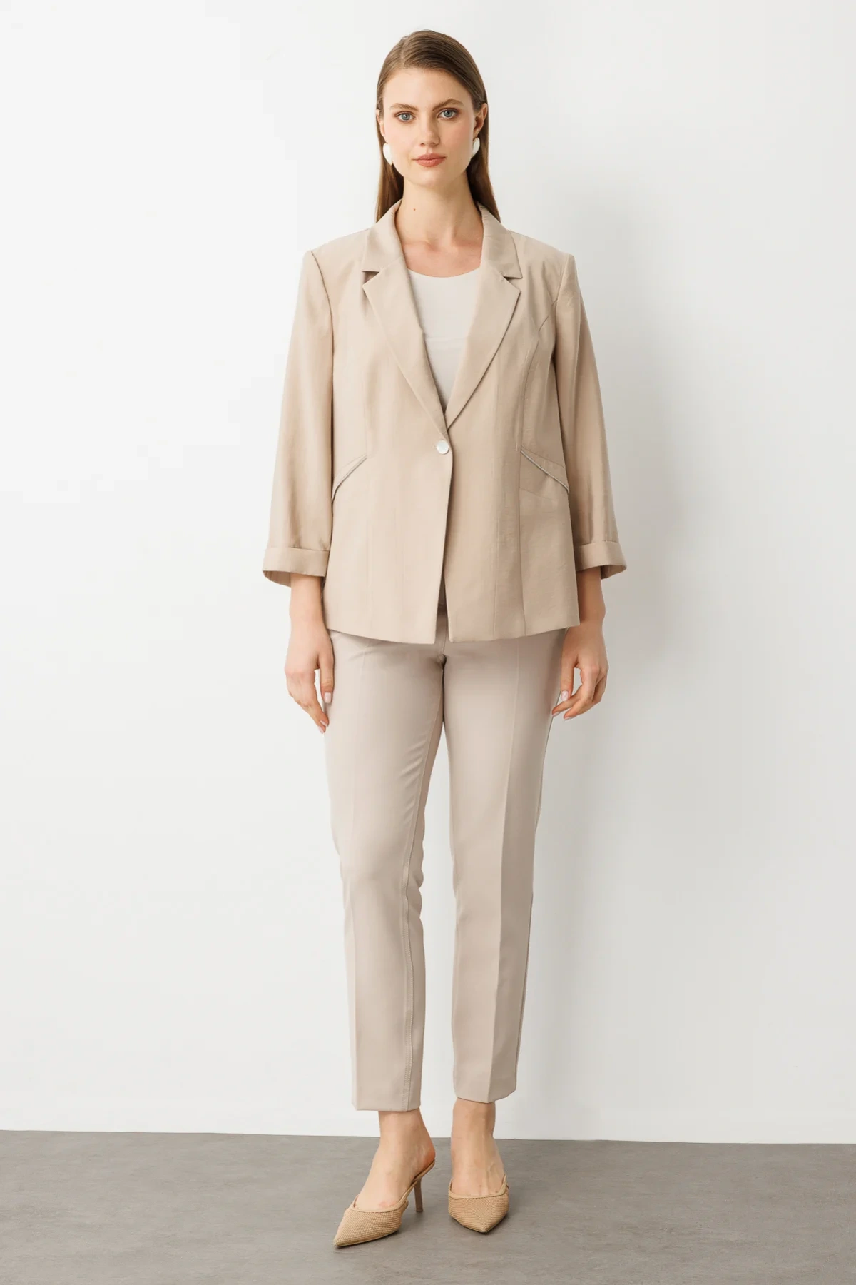 Ekol Tek Düğme Cep İnce Taş Detay Gömlek 04544