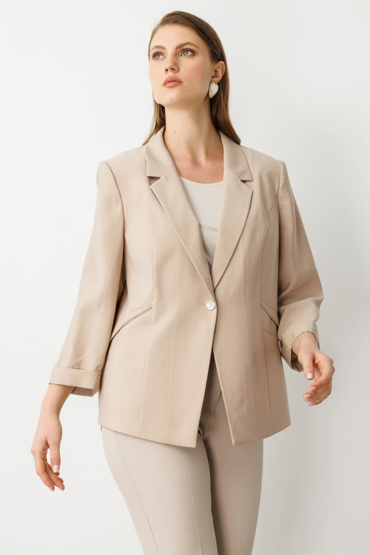 Ekol Tek Düğme Cep İnce Taş Detay Gömlek 04544