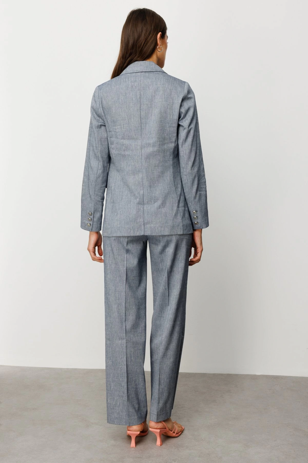 Ekol Tek Düğmeli Kapaklı İndigo Mavisi Kadın Ceket 04062