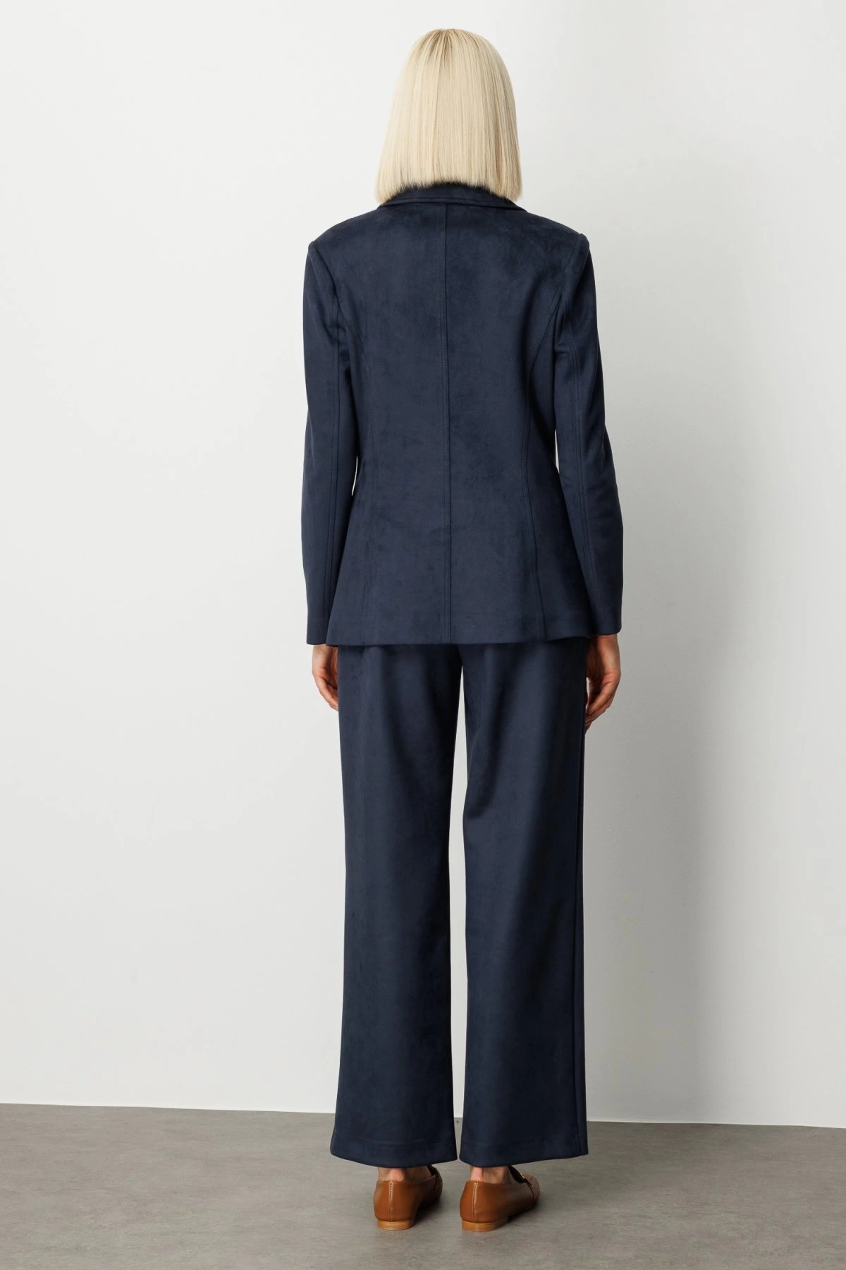 Ekol Torba Cepli Kadın Lacivert Süet Ceket 05061