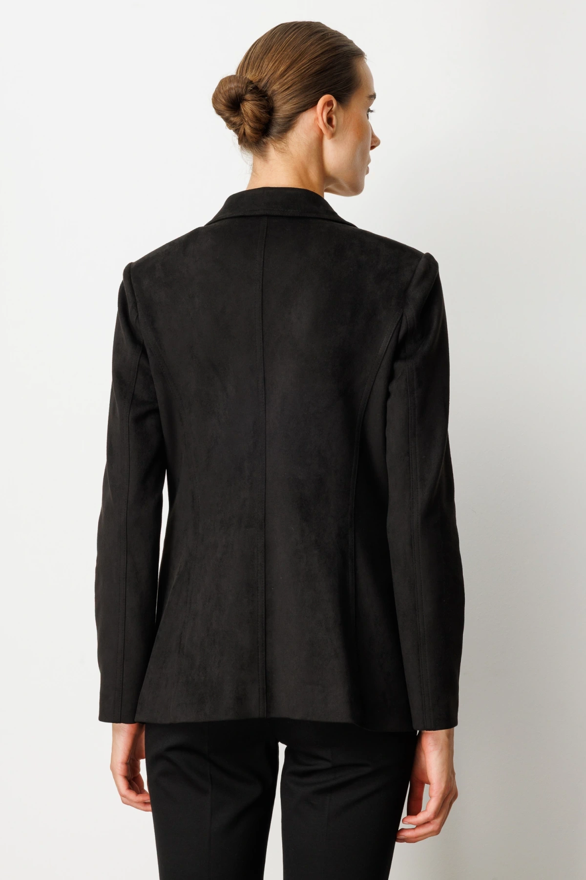 Ekol Torba Cepli Süet Siyah Kadın Ceket 05061