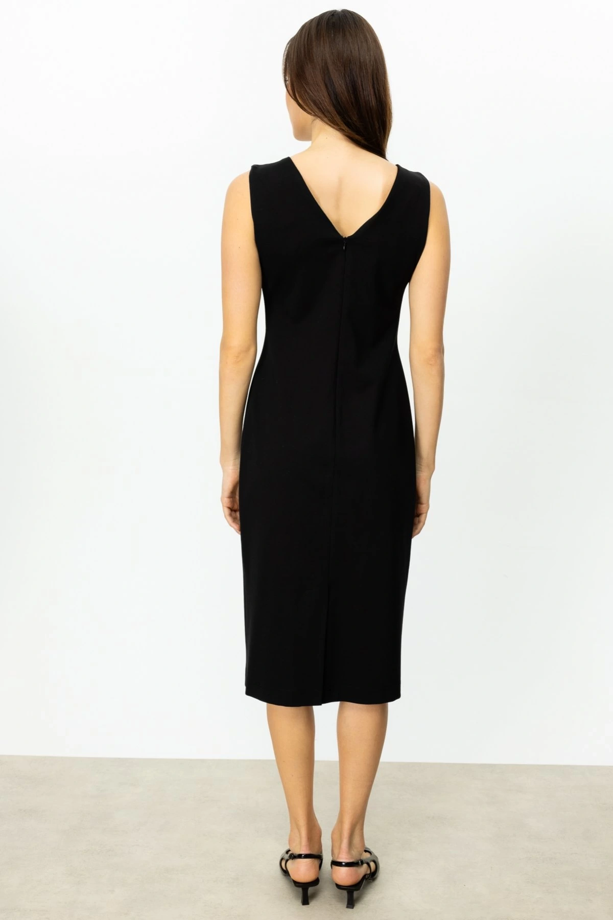 Ekol V Yaka Kolsuz Elbise 05046