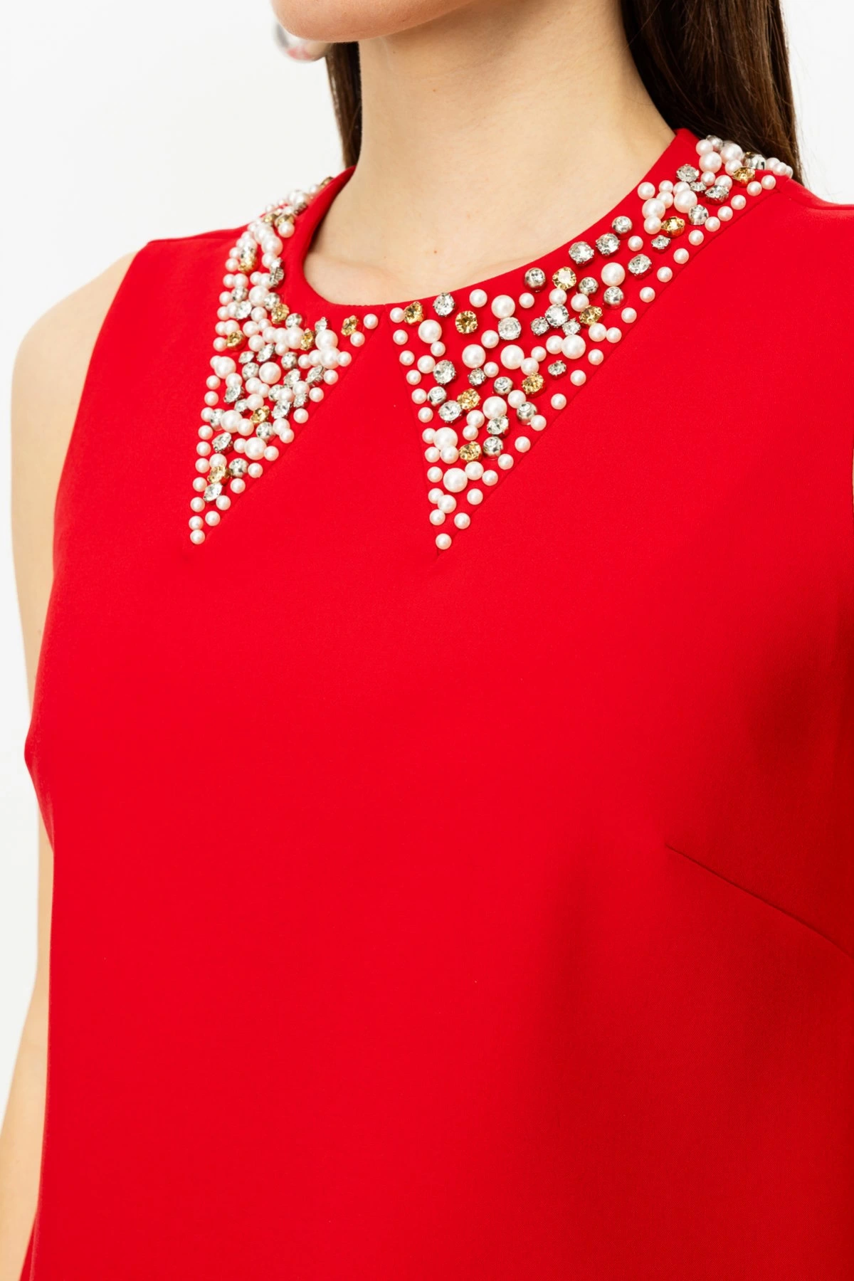 Ekol Yakası İncili Mini Boy Elbise 05016