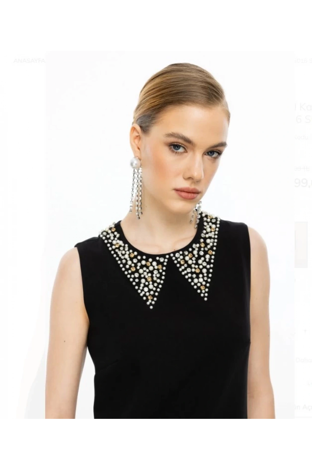 Ekol Yakası Taşlı Mini Boy Elbise 05018