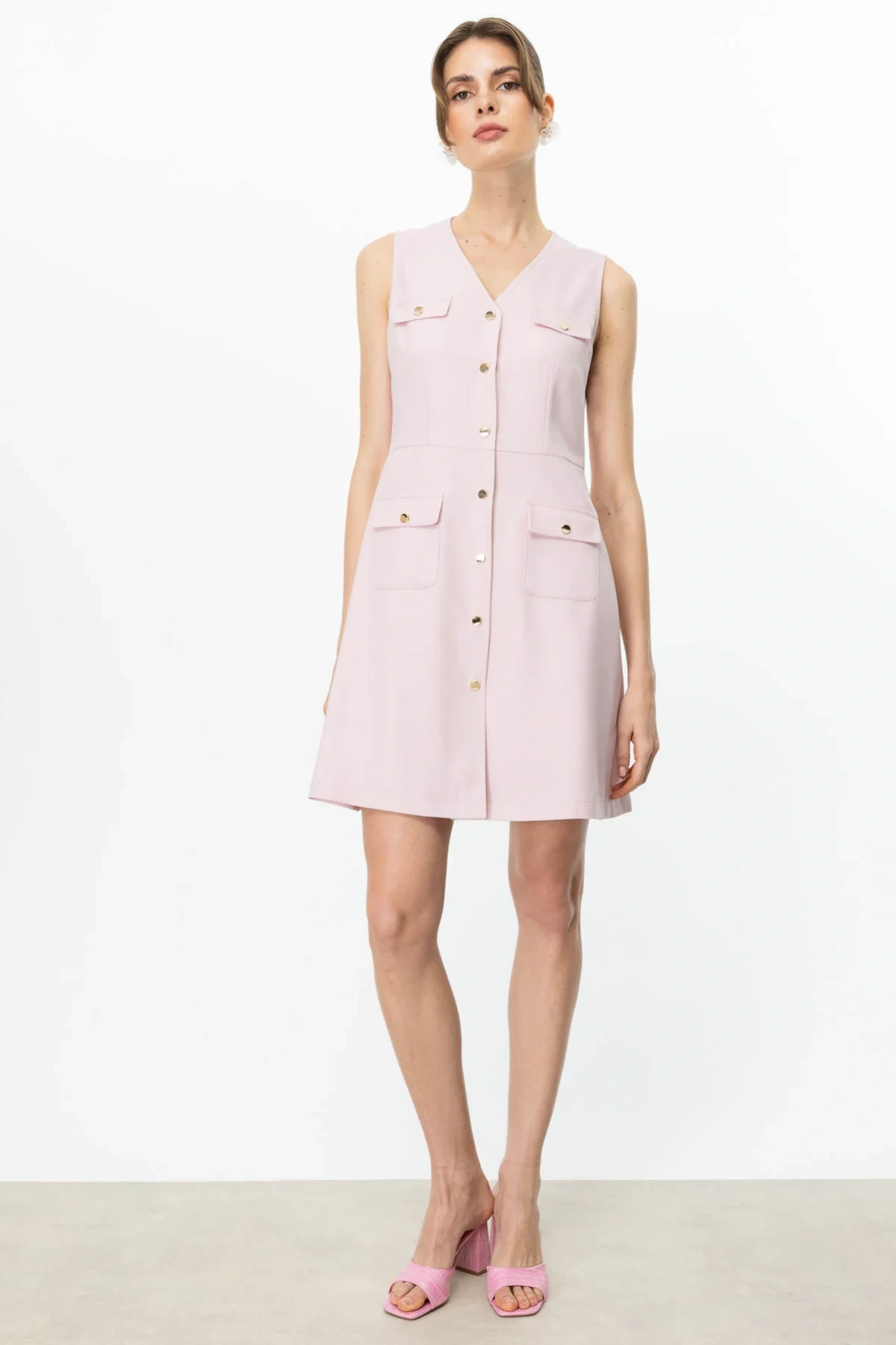 Ekol Yelek Model Çıtçıt Elbise 05106