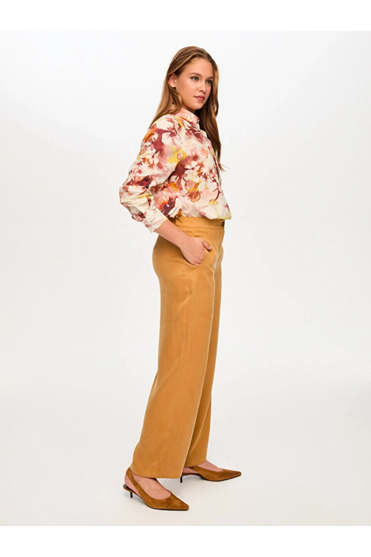 Faik Sönmez Arka Beli Lastikli Wide Leg Fit Tenselli Pantolon US26PNT028