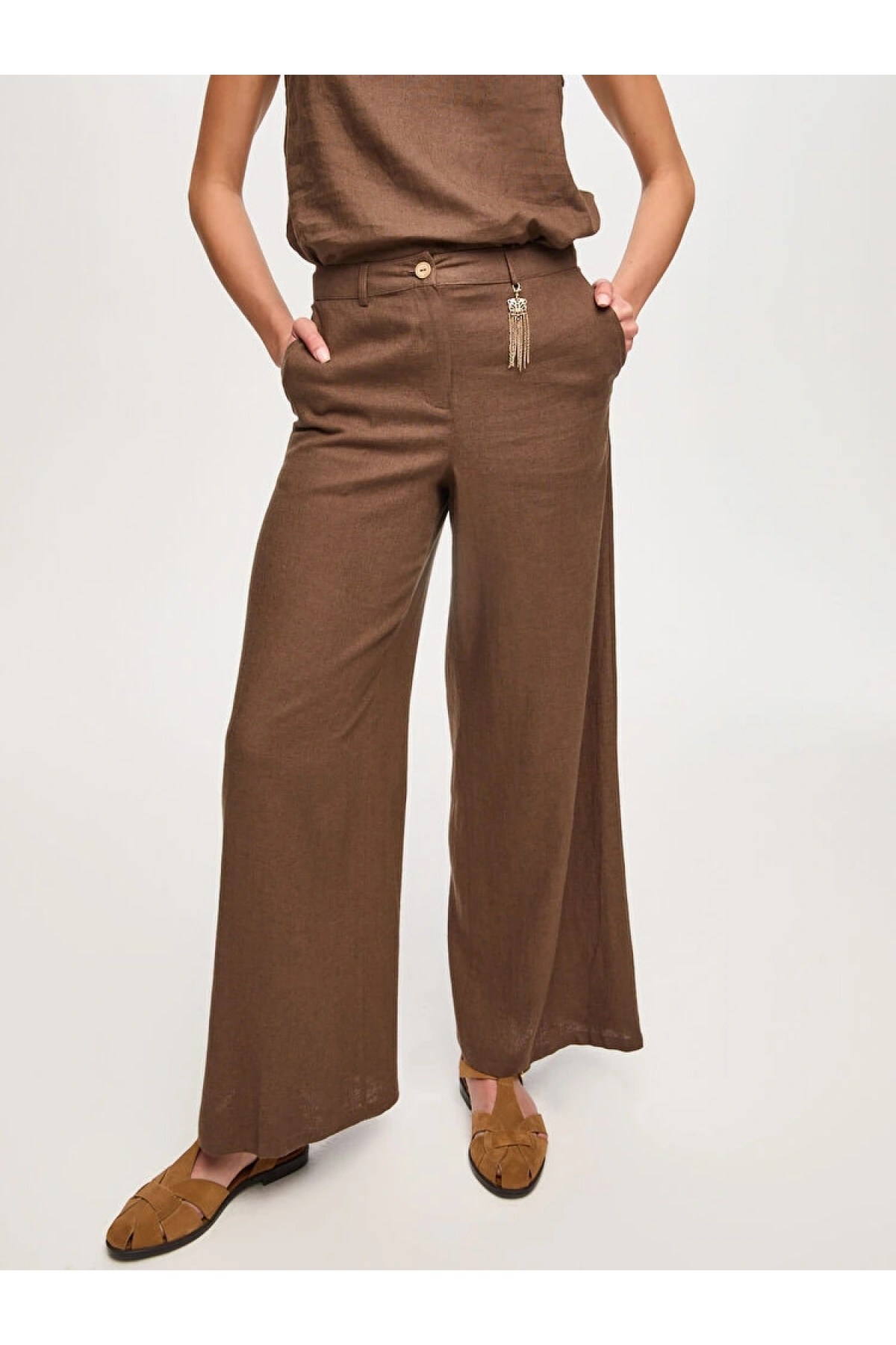 Faik Sönmez Wide Leg Fit Keten Karışımlı Pantolon US26PNT034